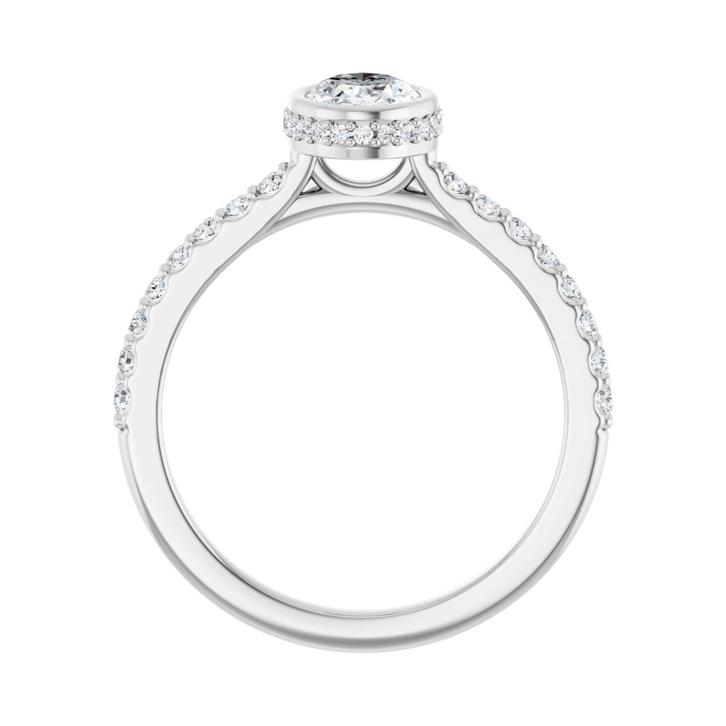 Oval Hidden Halo-Style Engagement Ring | Metal Type=14K White Gold | Center Stone Size=1 CT | Image 2