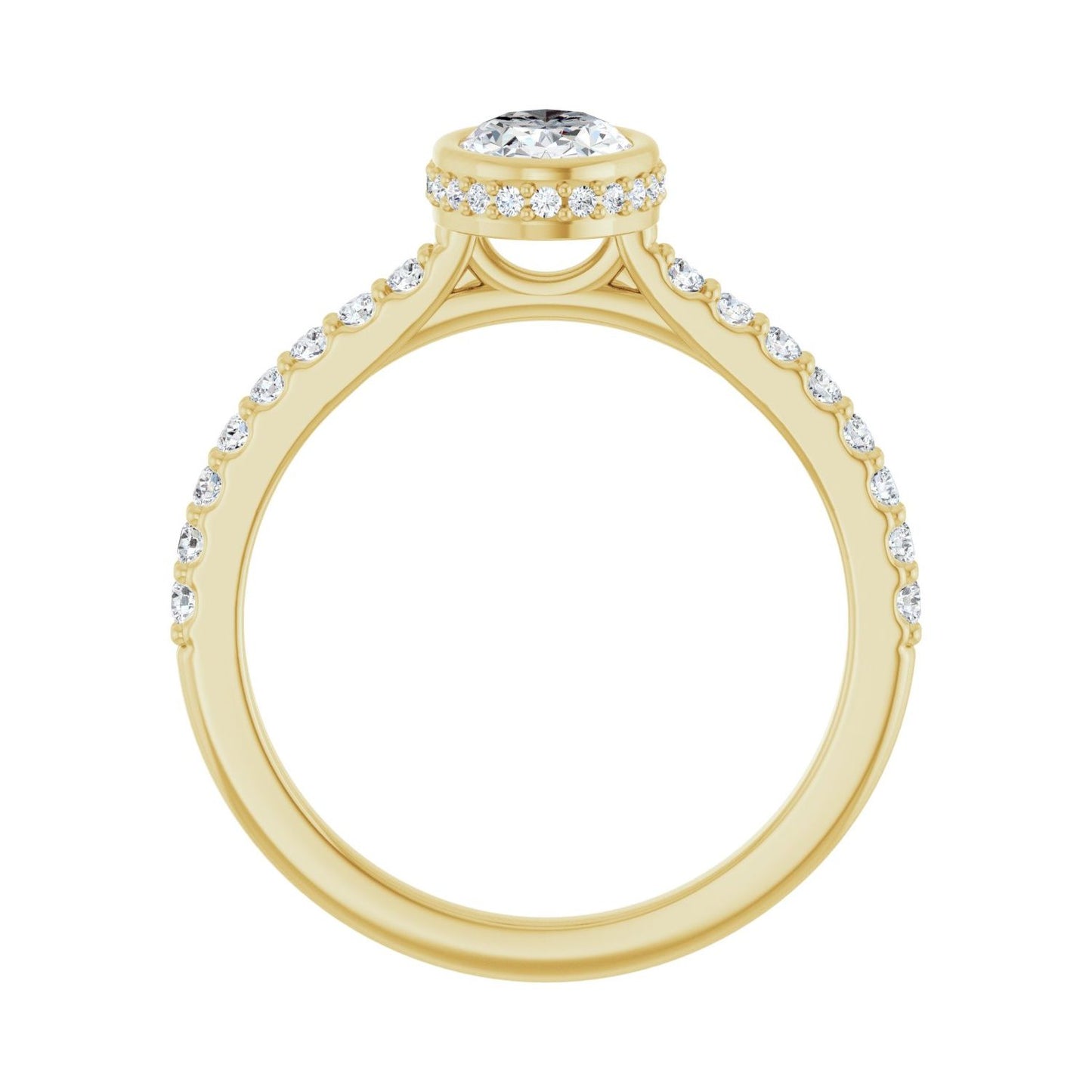 Oval Hidden Halo-Style Engagement Ring | Metal Type=14K Yellow Gold | Center Stone Size=1 CT | Image 2