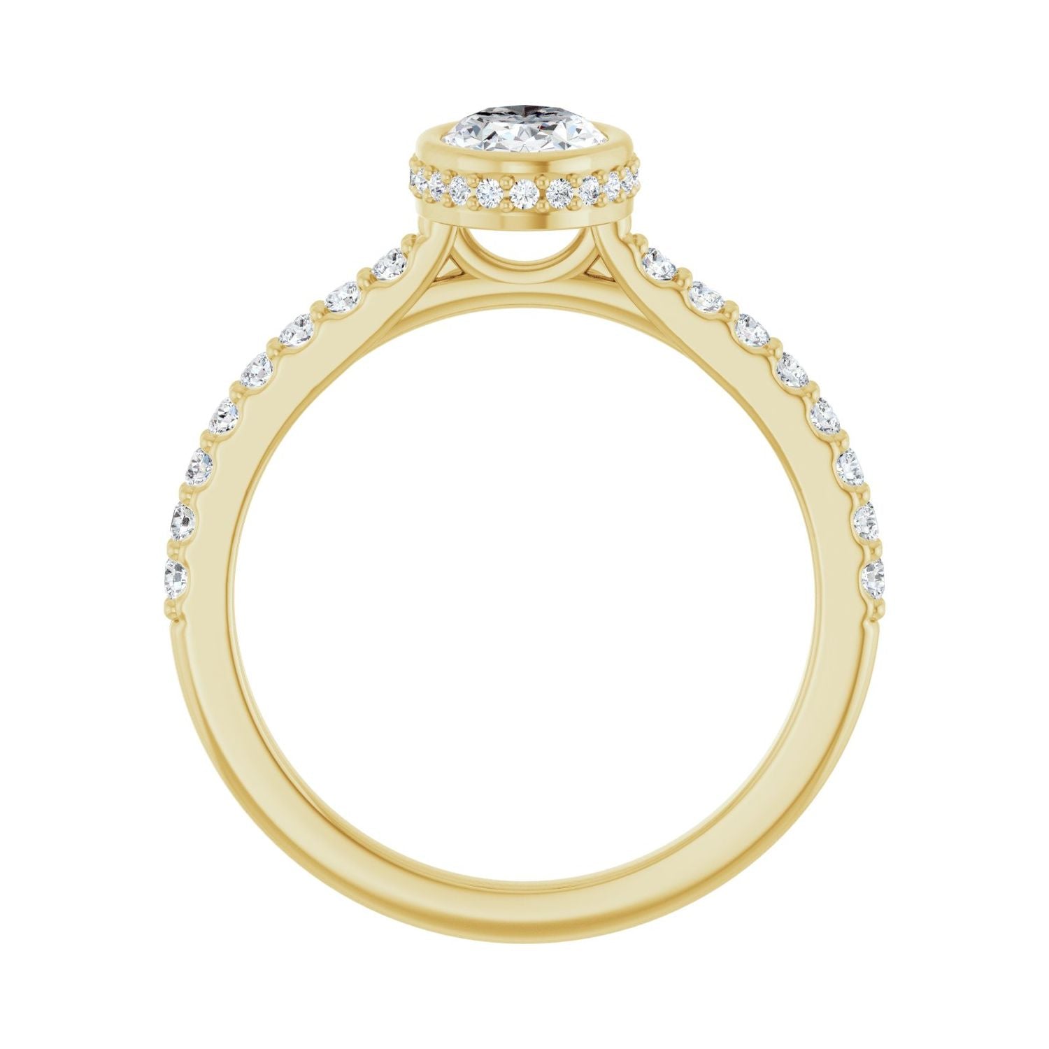 Oval Hidden Halo-Style Engagement Ring | Metal Type=14K Yellow Gold | Center Stone Size=1 CT | Image 2