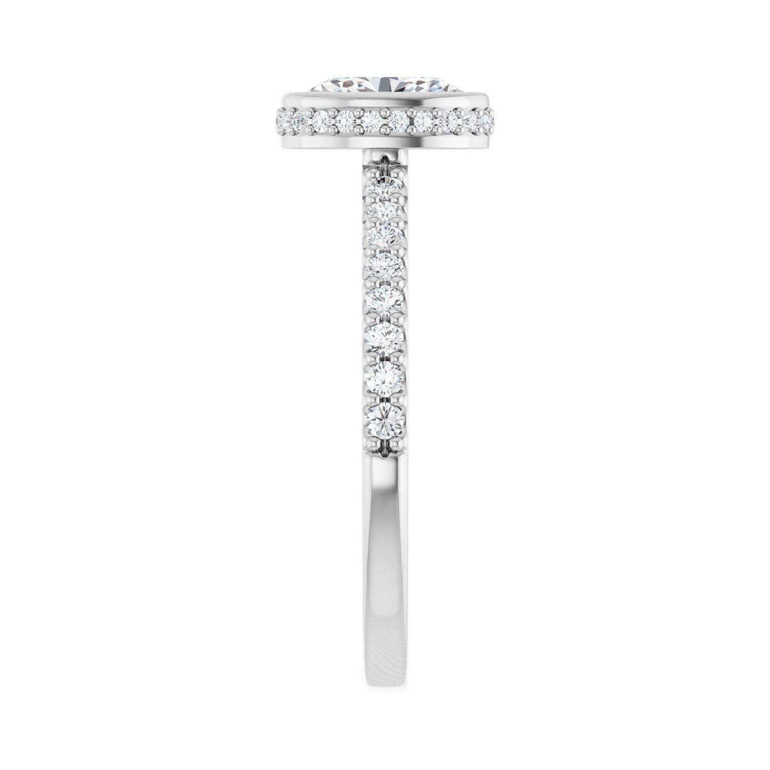Oval Hidden Halo-Style Engagement Ring | Metal Type=14K White Gold | Center Stone Size=1 CT | Image 4