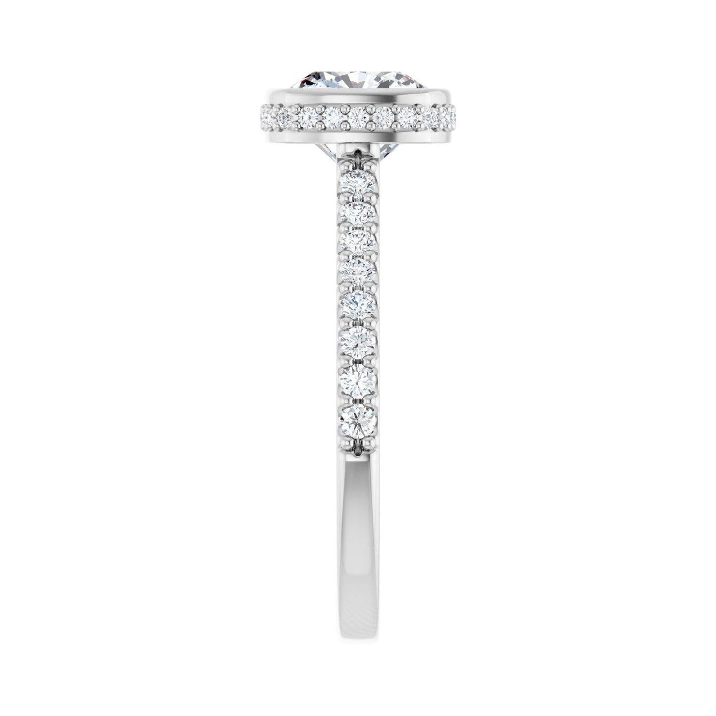 Cushion Hidden Halo-Style Engagement Ring | Metal Type=14K White Gold | Center Stone Size=2 CT | Image 4