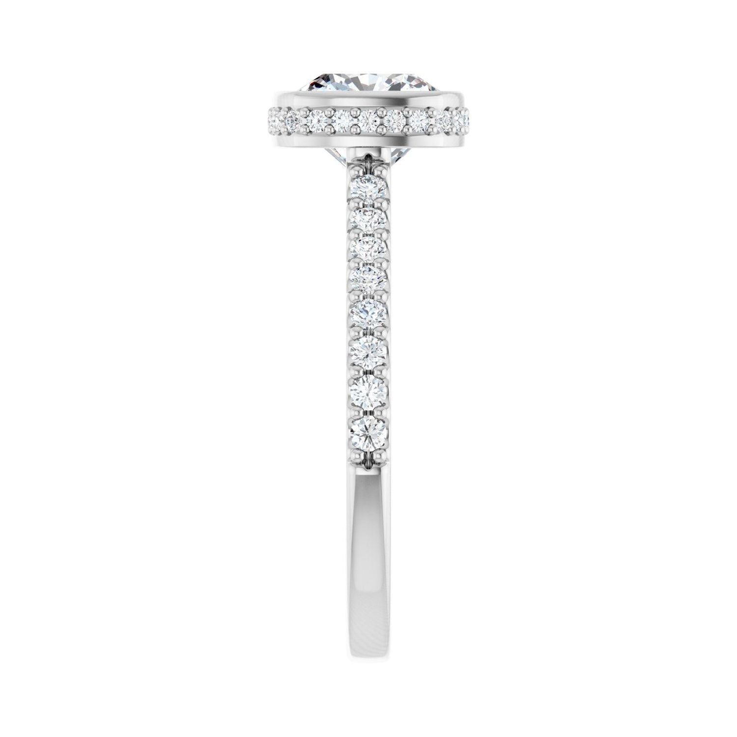 Cushion Hidden Halo-Style Engagement Ring | Metal Type=14K White Gold | Center Stone Size=2 CT | Image 4