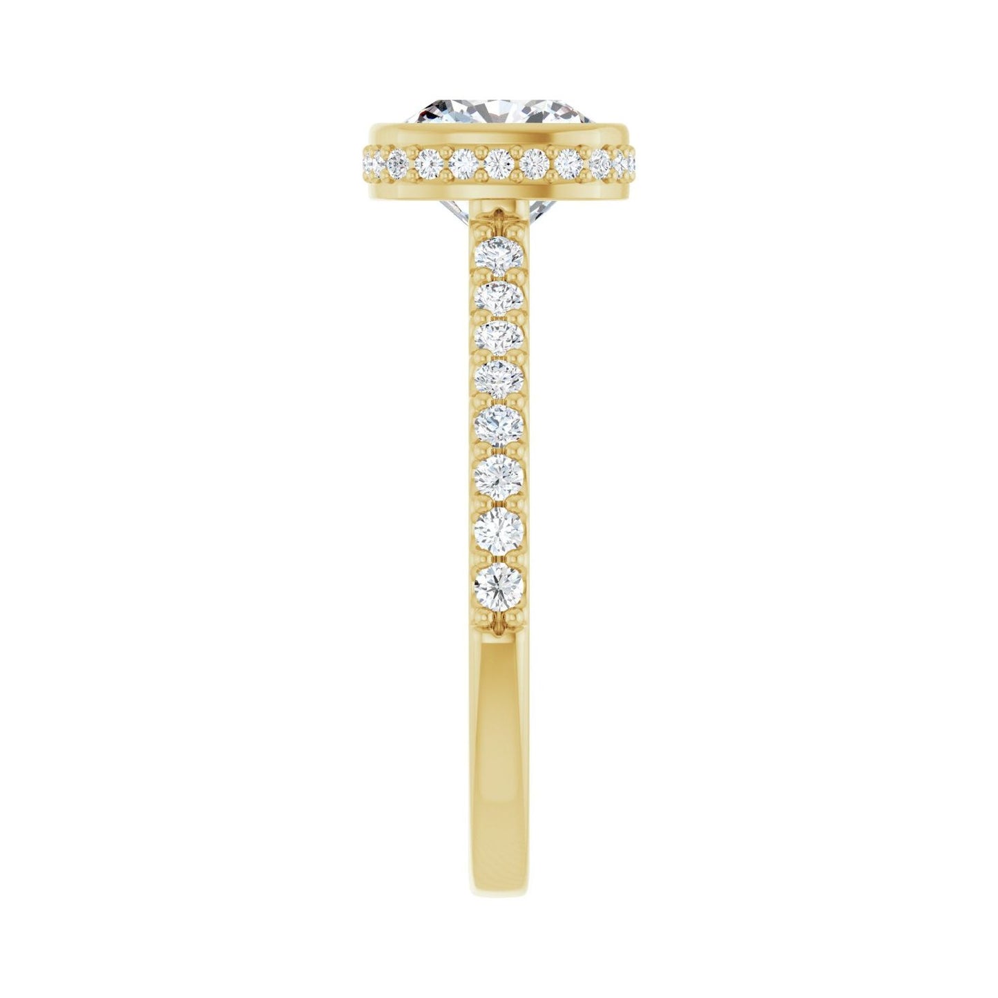 Cushion Hidden Halo-Style Engagement Ring | Metal Type=14K Yellow Gold | Center Stone Size=2 CT | Image 4