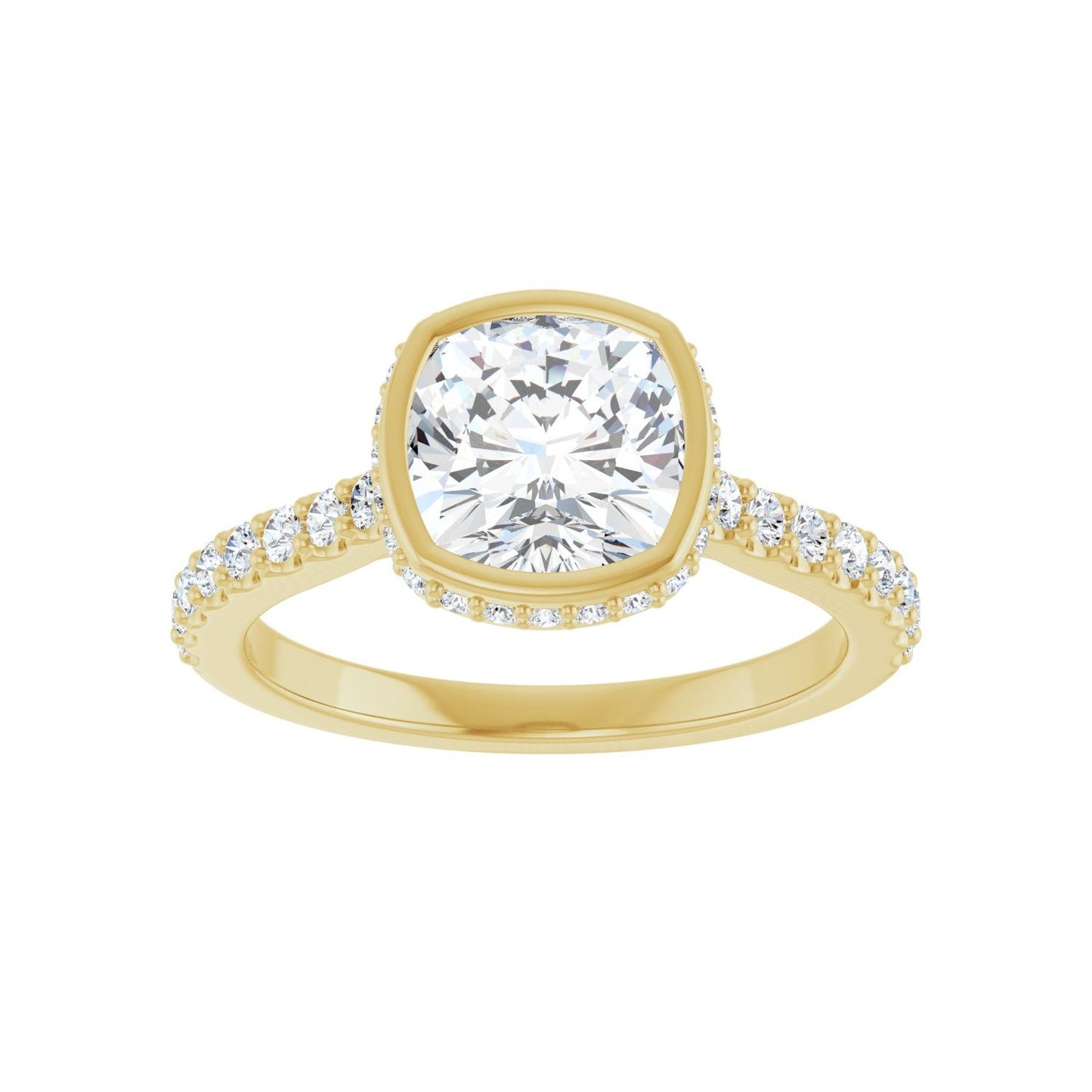 Cushion Hidden Halo-Style Engagement Ring | Metal Type=14K Yellow Gold | Center Stone Size=2 CT | Image 3
