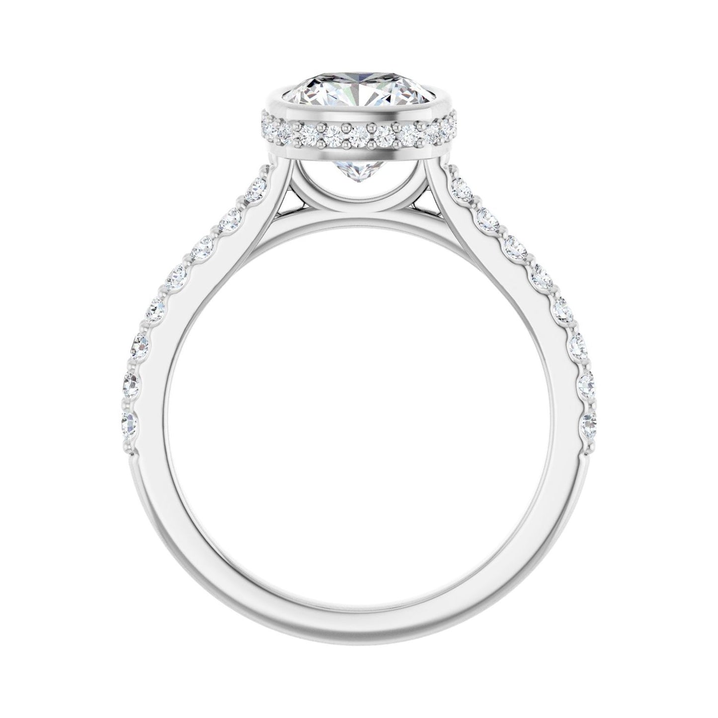 Cushion Hidden Halo-Style Engagement Ring | Metal Type=14K White Gold | Center Stone Size=2 CT | Image 2