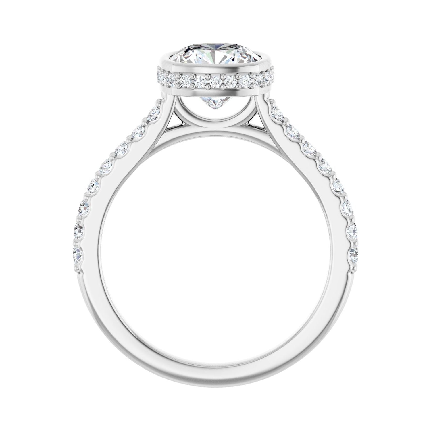 Cushion Hidden Halo-Style Engagement Ring | Metal Type=14K White Gold | Center Stone Size=2 CT | Image 2