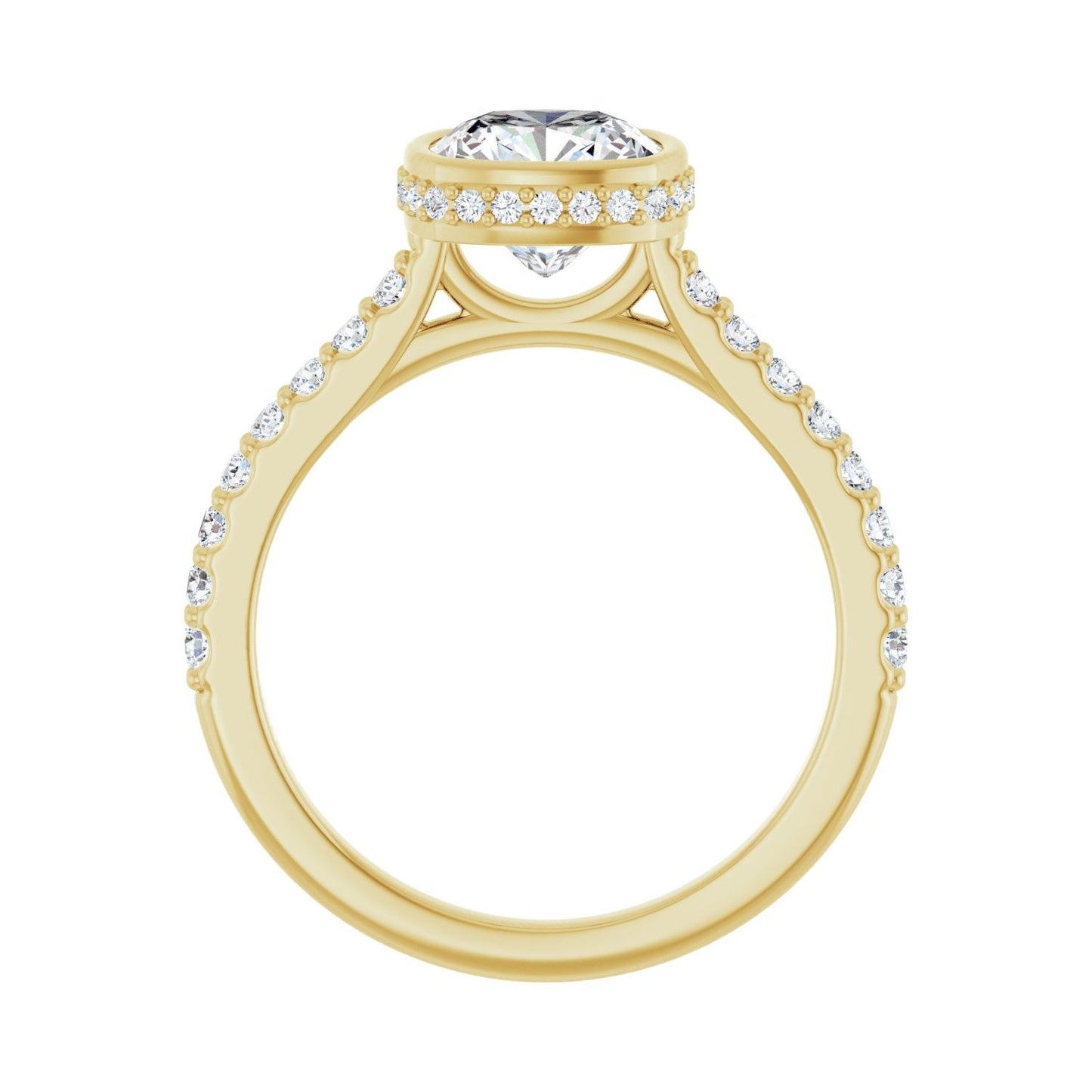 Cushion Hidden Halo-Style Engagement Ring | Metal Type=14K Yellow Gold | Center Stone Size=2 CT | Image 2