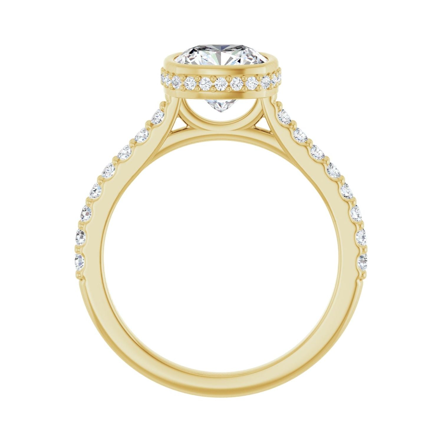 Cushion Hidden Halo-Style Engagement Ring | Metal Type=14K Yellow Gold | Center Stone Size=2 CT | Image 2