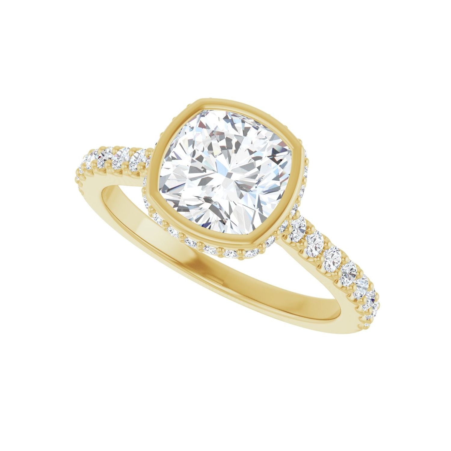 Cushion Hidden Halo-Style Engagement Ring | Metal Type=14K Yellow Gold | Center Stone Size=2 CT | Image 5