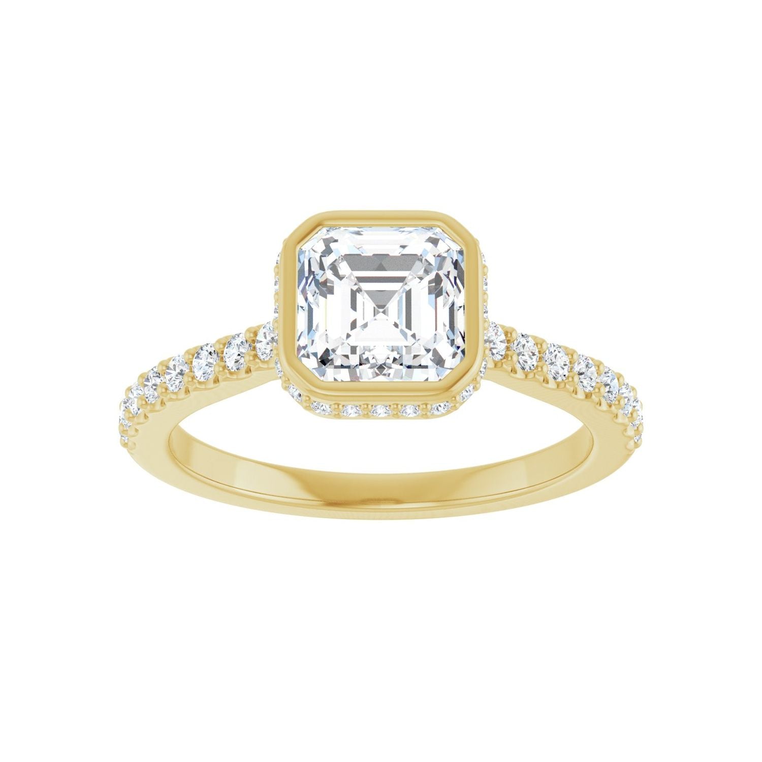 Asscher Hidden Halo-Style Engagement Ring | Metal Type=14K Yellow Gold | Center Stone Size=1 CT | Image 3