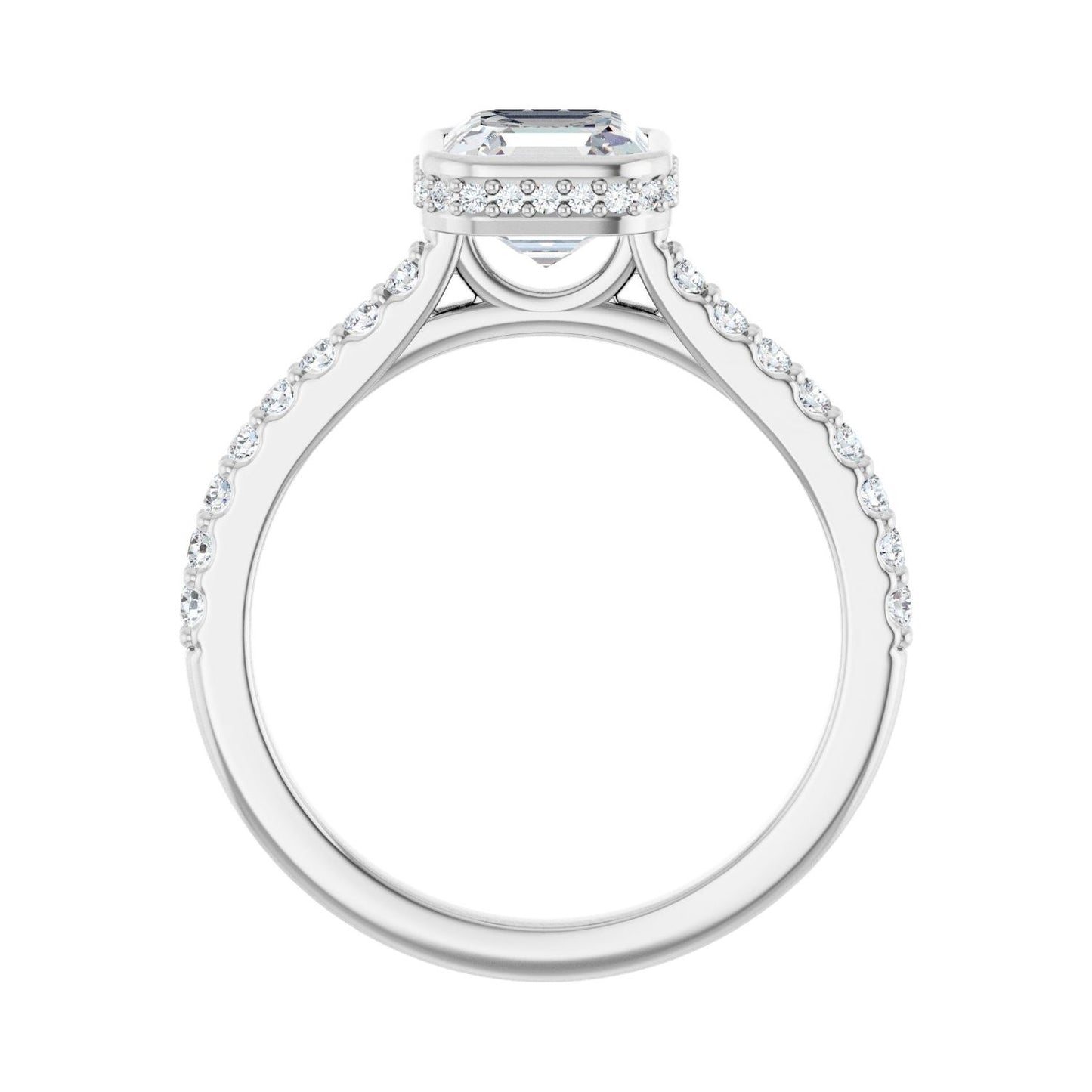 Asscher Hidden Halo-Style Engagement Ring | Metal Type=14K White Gold | Center Stone Size=1 CT | Image 2