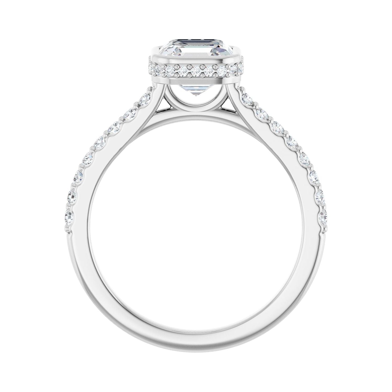 Asscher Hidden Halo-Style Engagement Ring | Metal Type=14K White Gold | Center Stone Size=1 CT | Image 2