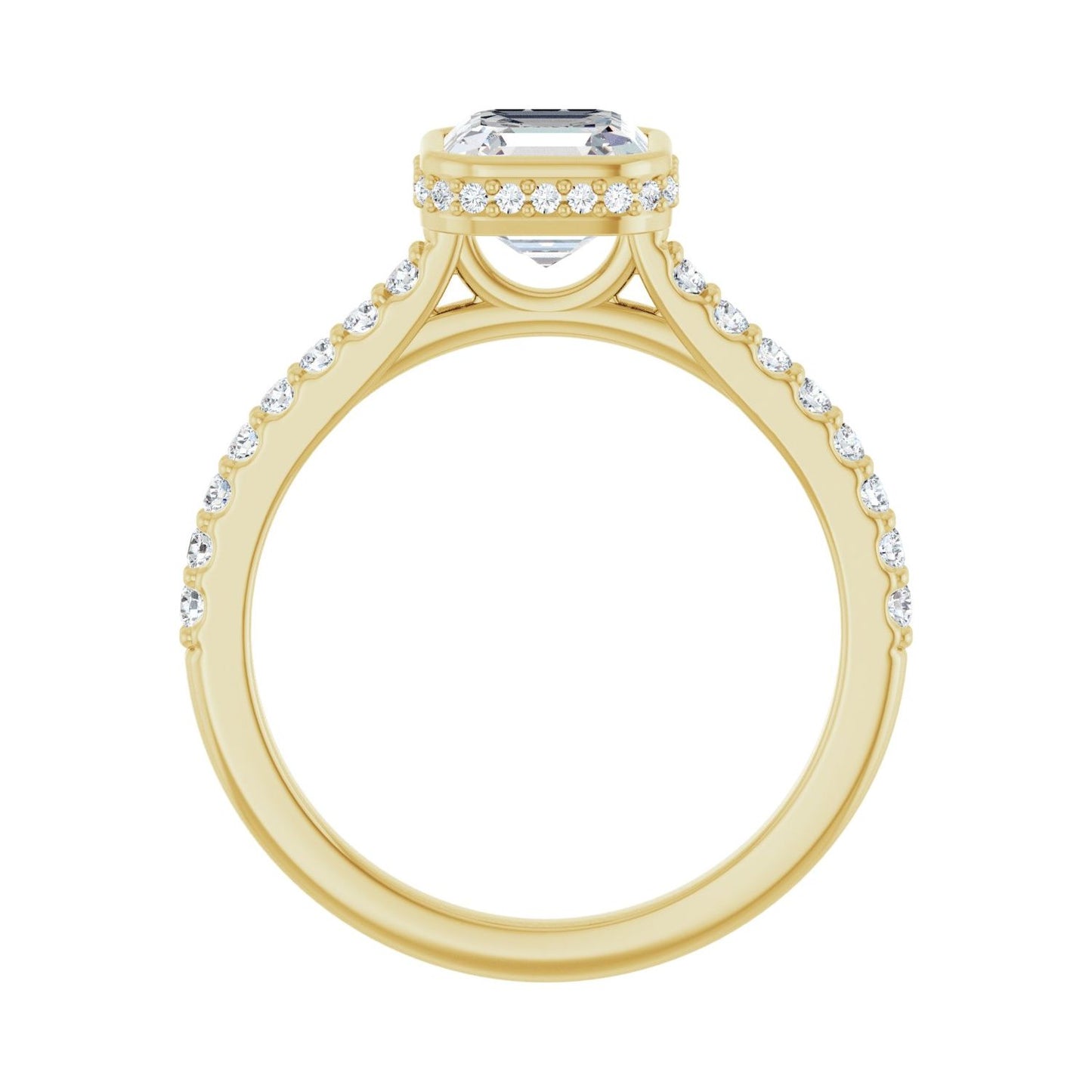 Asscher Hidden Halo-Style Engagement Ring | Metal Type=14K Yellow Gold | Center Stone Size=1 CT | Image 2