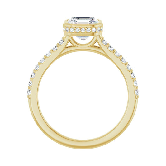 Asscher Hidden Halo-Style Engagement Ring | Metal Type=14K Yellow Gold | Center Stone Size=1 CT | Image 2