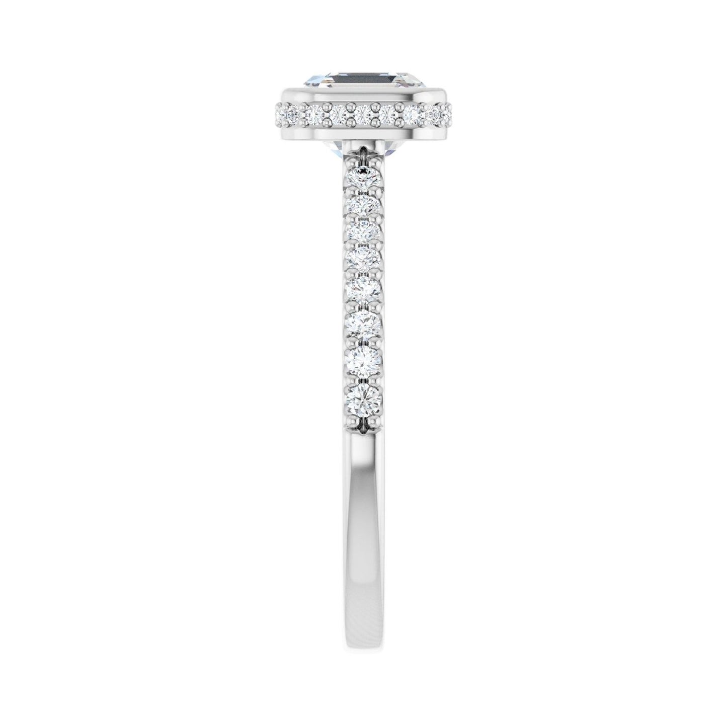 Asscher Hidden Halo-Style Engagement Ring | Metal Type=14K White Gold | Center Stone Size=1 CT | Image 4