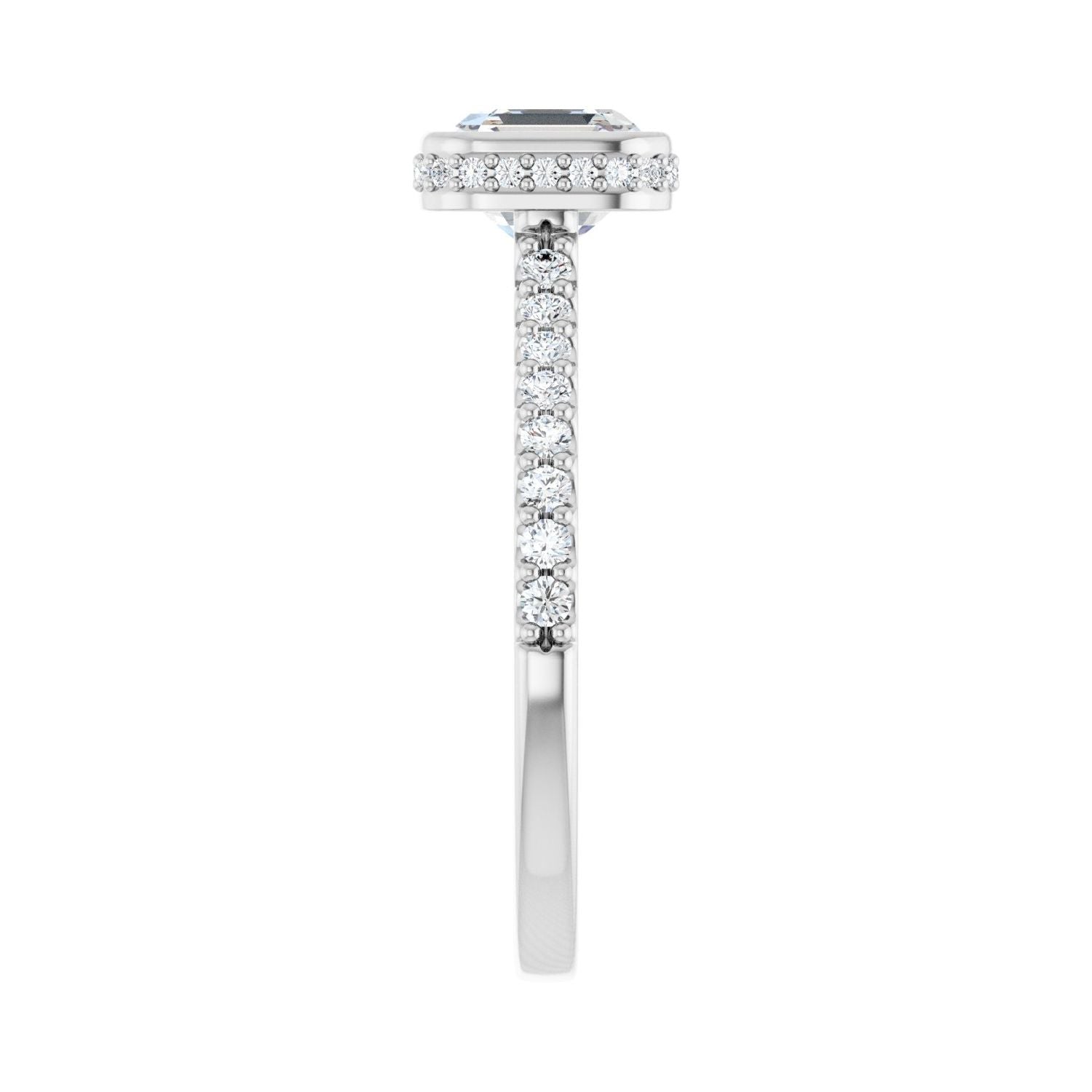 Asscher Hidden Halo-Style Engagement Ring | Metal Type=14K White Gold | Center Stone Size=1 CT | Image 4