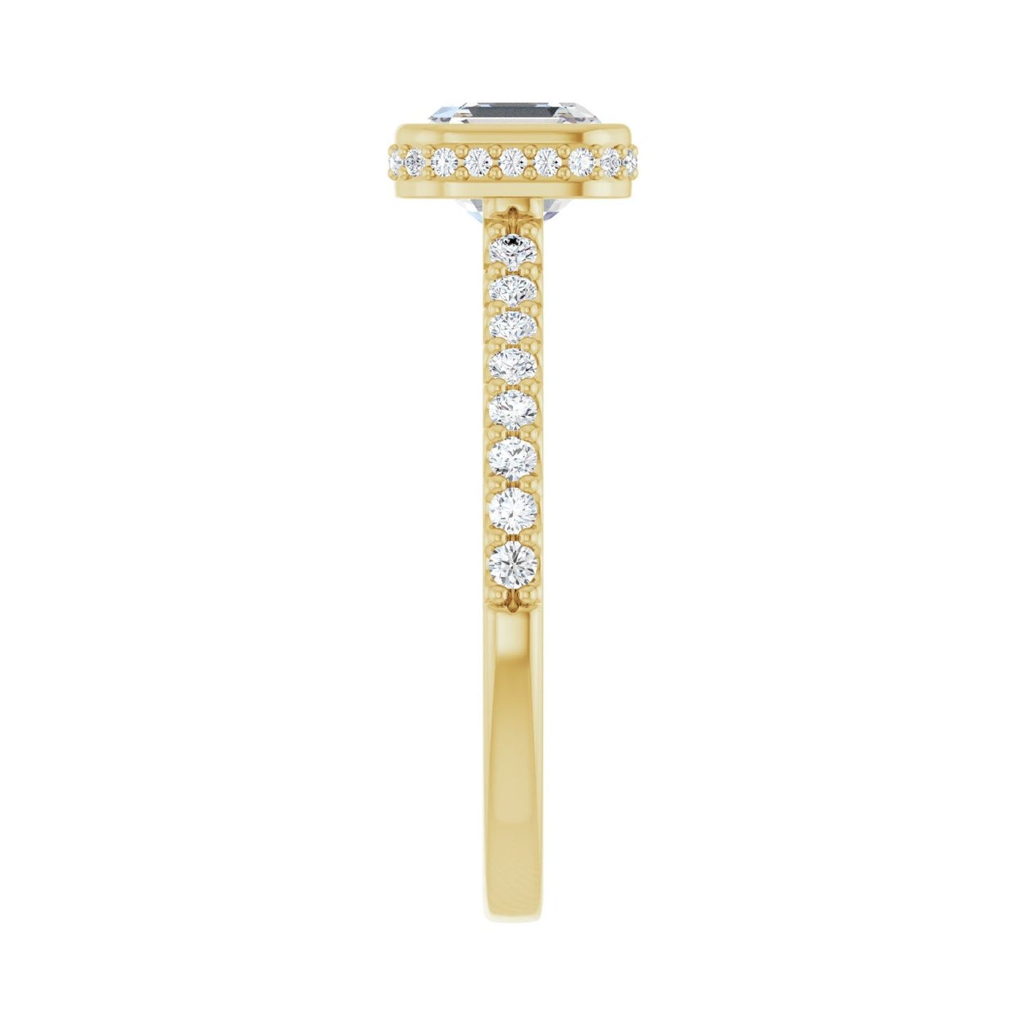 Asscher Hidden Halo-Style Engagement Ring | Metal Type=14K Yellow Gold | Center Stone Size=1 CT | Image 4