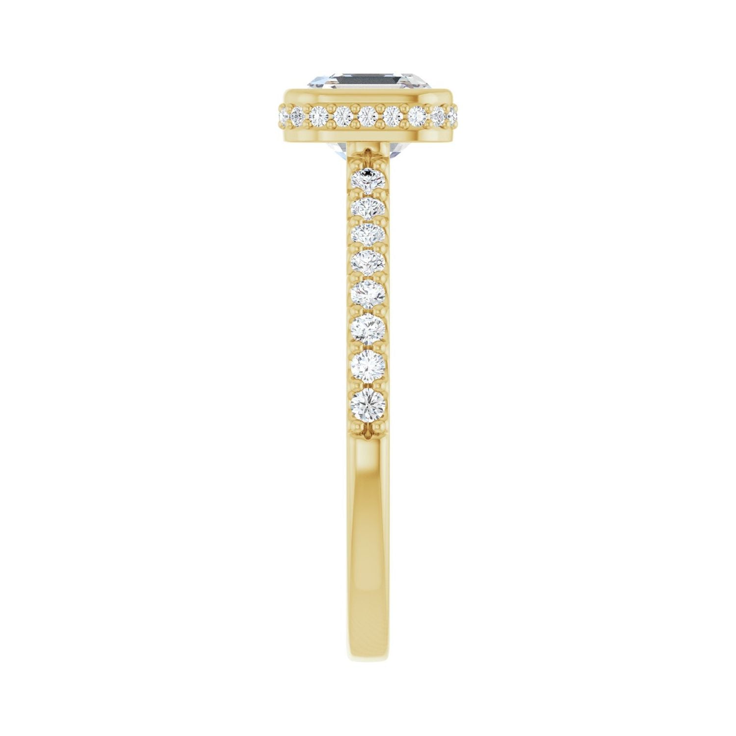 Asscher Hidden Halo-Style Engagement Ring | Metal Type=14K Yellow Gold | Center Stone Size=1 CT | Image 4