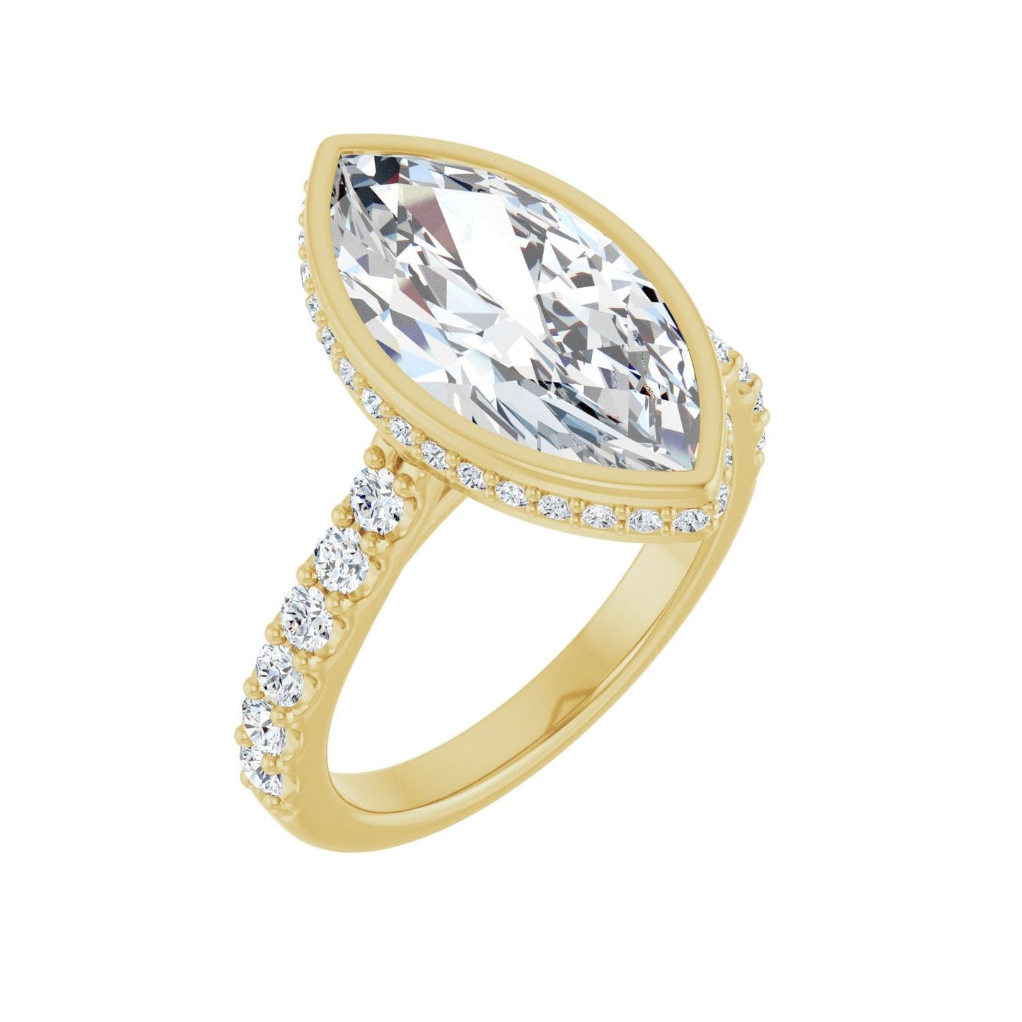 Marquise Hidden Halo-Style Engagement Ring | Metal Type=14K Yellow Gold | Center Stone Size=3 CT | Image 1