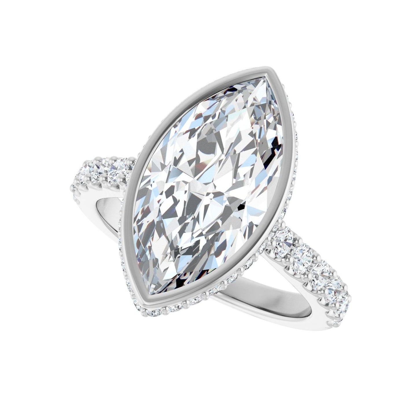 Marquise Hidden Halo-Style Engagement Ring | Metal Type=14K White Gold | Center Stone Size=3 CT | Image 5