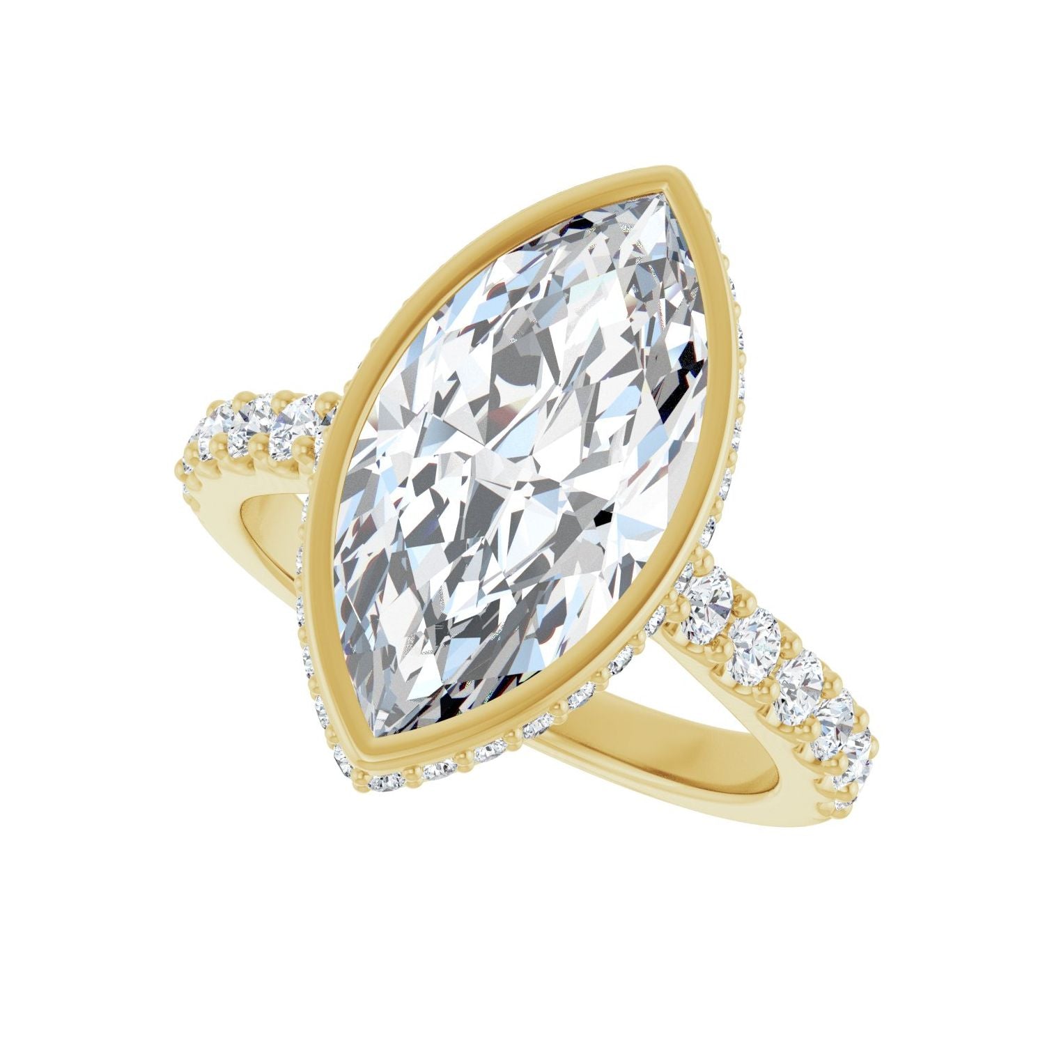 Marquise Hidden Halo-Style Engagement Ring | Metal Type=14K Yellow Gold | Center Stone Size=3 CT | Image 5