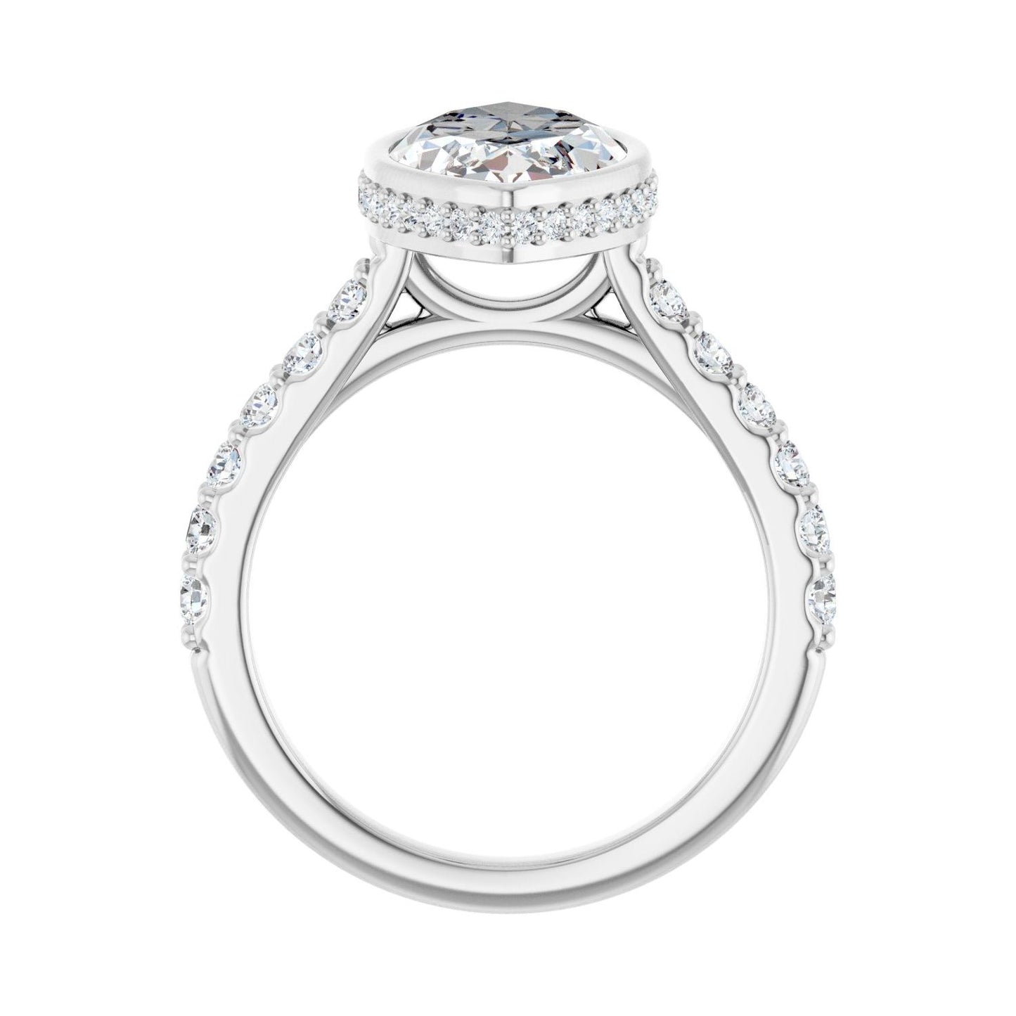 Marquise Hidden Halo-Style Engagement Ring | Metal Type=14K White Gold | Center Stone Size=3 CT | Image 2
