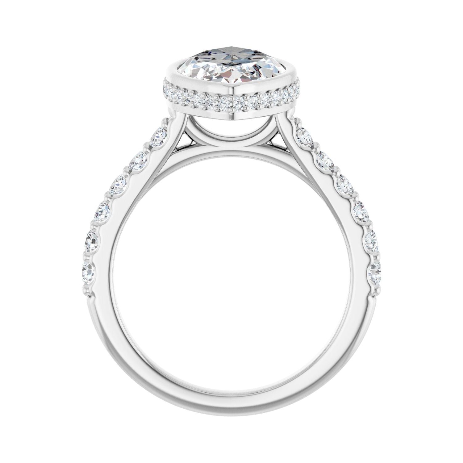 Marquise Hidden Halo-Style Engagement Ring | Metal Type=14K White Gold | Center Stone Size=3 CT | Image 2