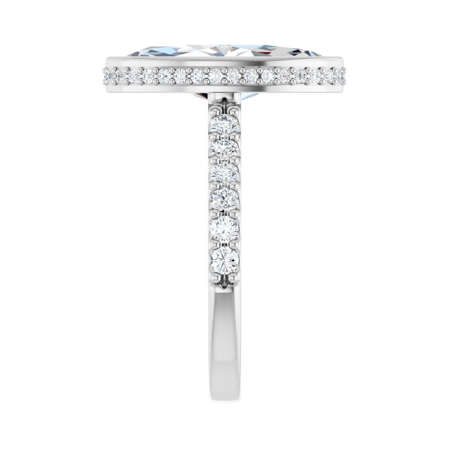 Marquise Hidden Halo-Style Engagement Ring | Metal Type=14K White Gold | Center Stone Size=3 CT | Image 4
