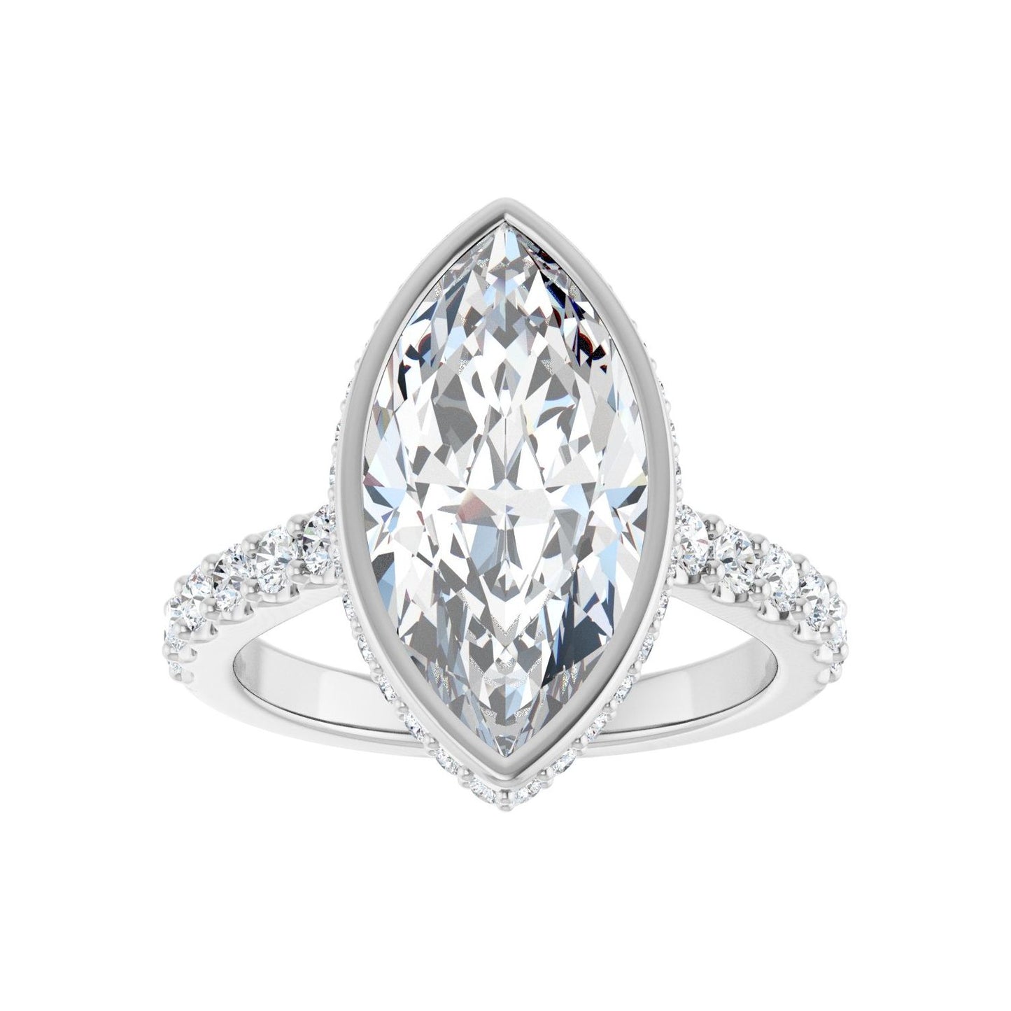 Marquise Hidden Halo-Style Engagement Ring | Metal Type=14K White Gold | Center Stone Size=3 CT | Image 3