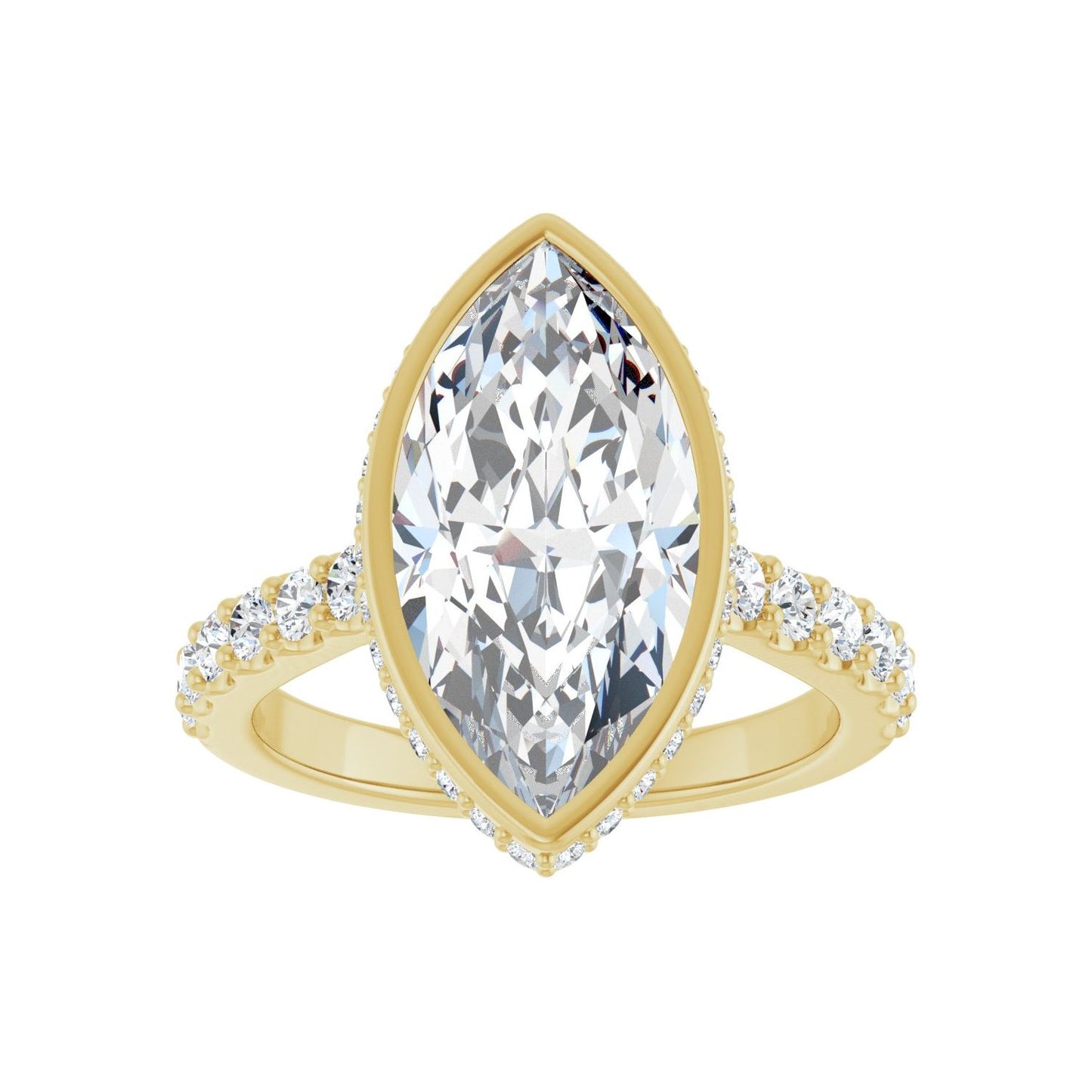 Marquise Hidden Halo-Style Engagement Ring | Metal Type=14K Yellow Gold | Center Stone Size=3 CT | Image 3