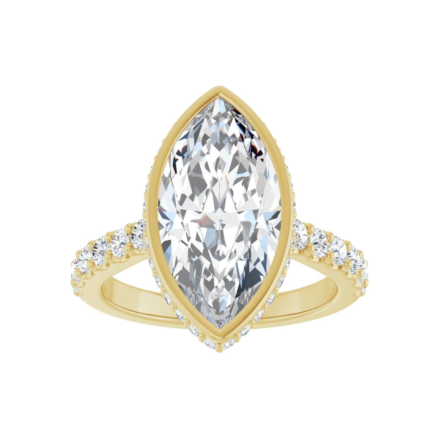 Marquise Hidden Halo-Style Engagement Ring | Metal Type=14K Yellow Gold | Center Stone Size=3 CT | Image 3