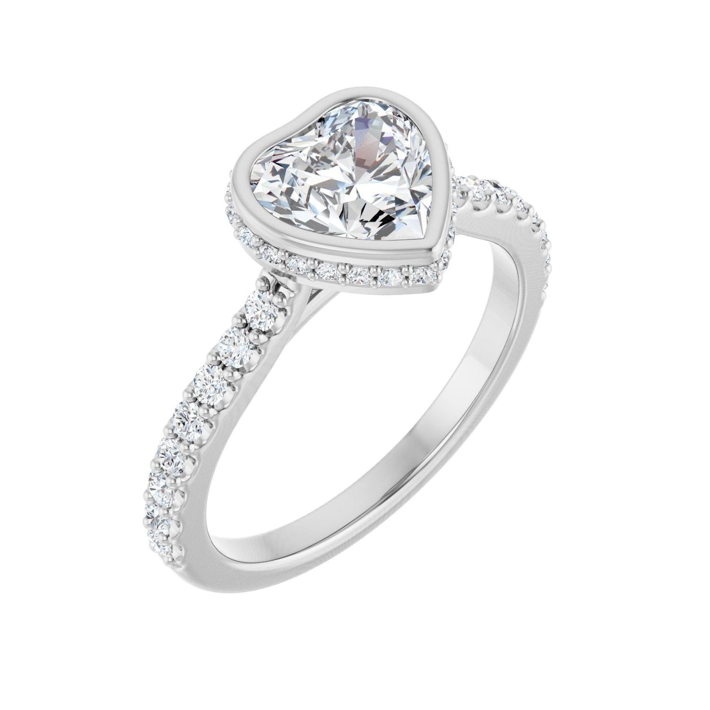 Heart Hidden Halo-Style Engagement Ring | Metal Type=14K White Gold | Center Stone Size=1 CT | Image 1