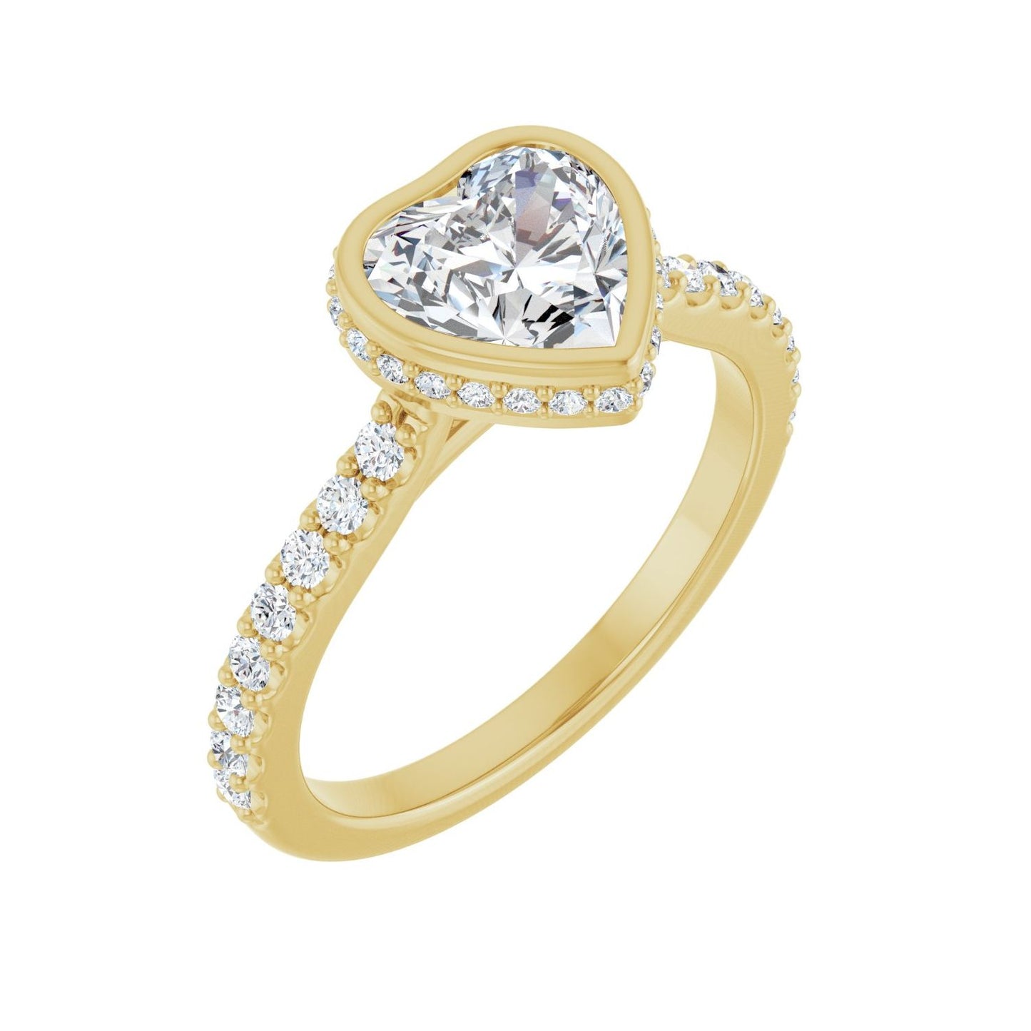 Heart Hidden Halo-Style Engagement Ring | Metal Type=14K Yellow Gold | Center Stone Size=1 CT | Image 1
