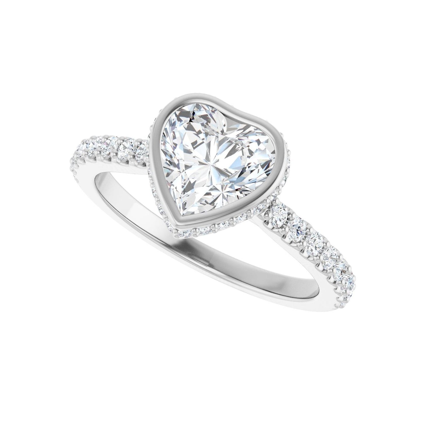 Heart Hidden Halo-Style Engagement Ring | Metal Type=14K White Gold | Center Stone Size=1 CT | Image 5