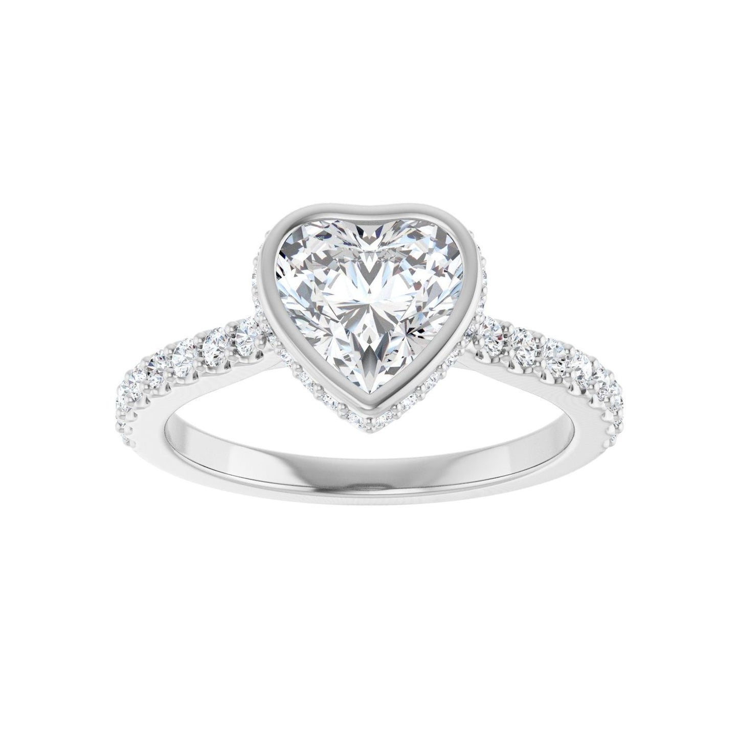 Heart Hidden Halo-Style Engagement Ring | Metal Type=14K White Gold | Center Stone Size=1 CT | Image 3