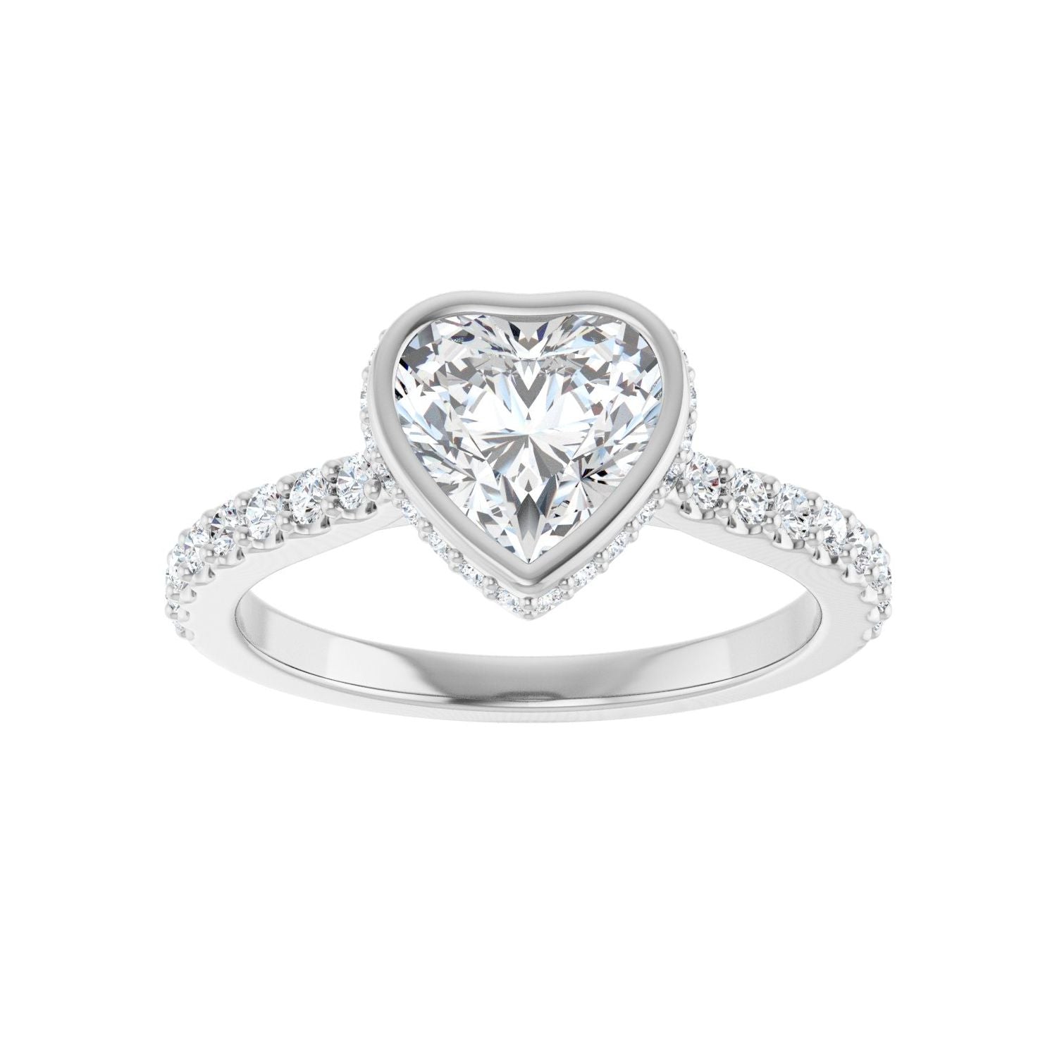 Heart Hidden Halo-Style Engagement Ring | Metal Type=14K White Gold | Center Stone Size=1 CT | Image 3