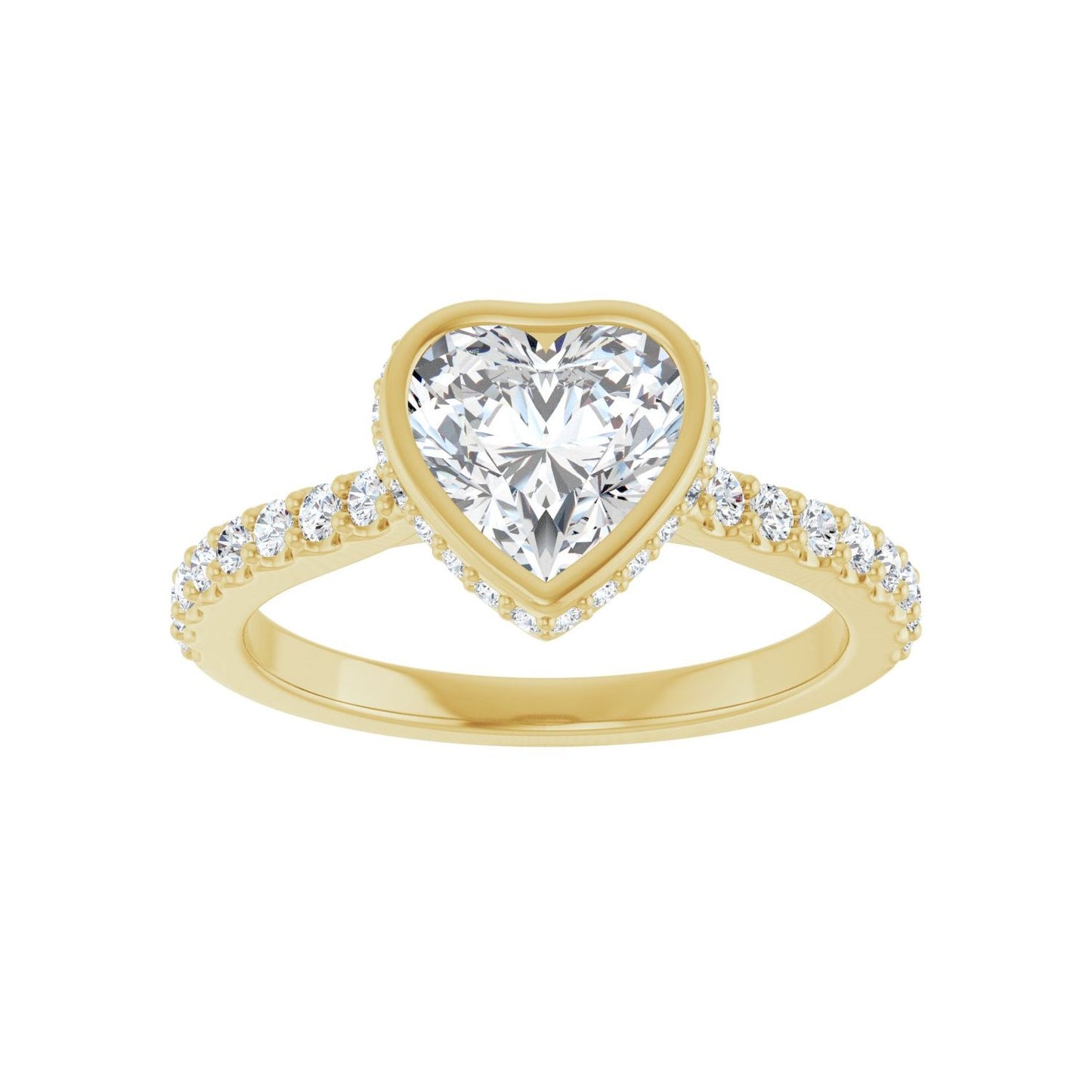 Heart Hidden Halo-Style Engagement Ring | Metal Type=14K Yellow Gold | Center Stone Size=1 CT | Image 3