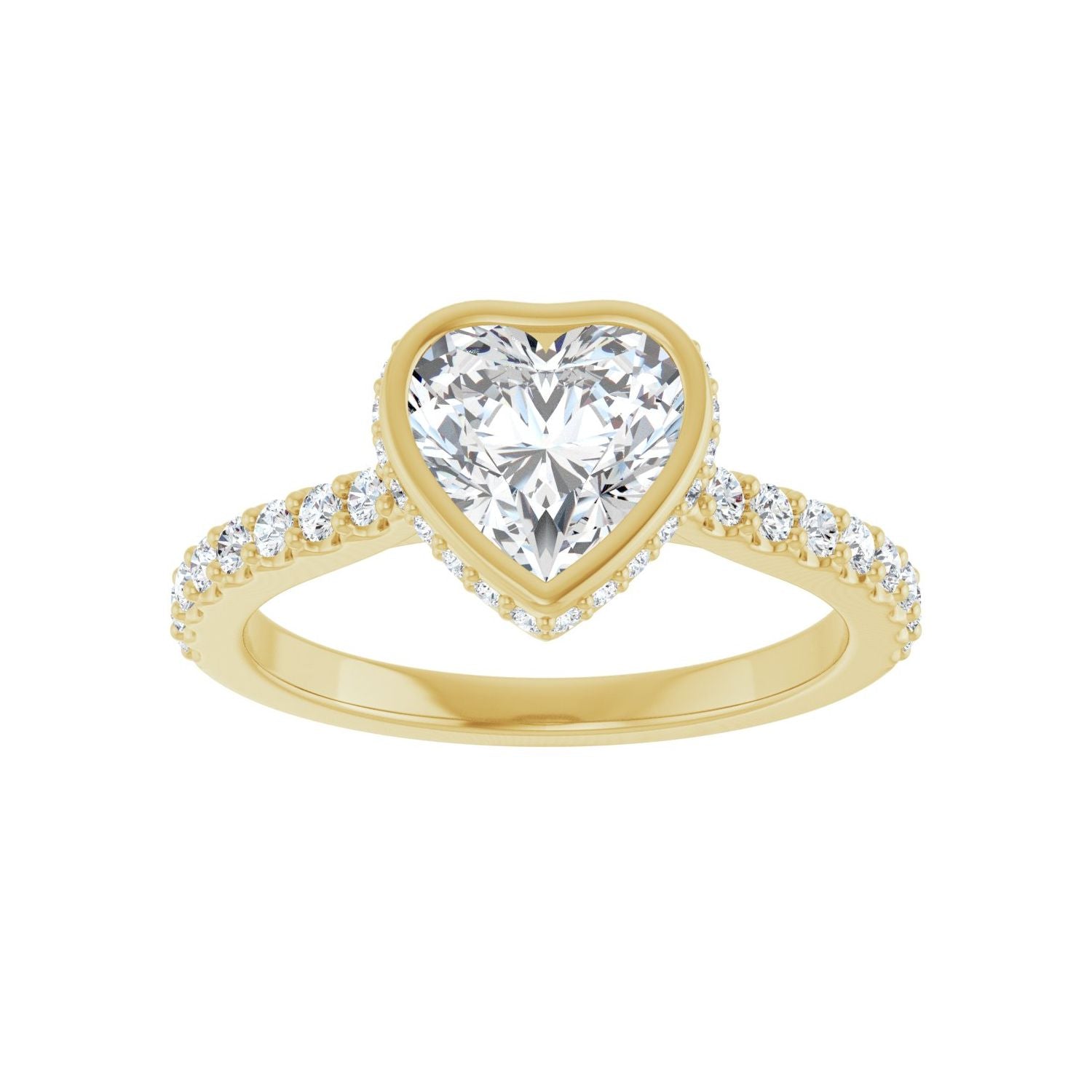 Heart Hidden Halo-Style Engagement Ring | Metal Type=14K Yellow Gold | Center Stone Size=1 CT | Image 3