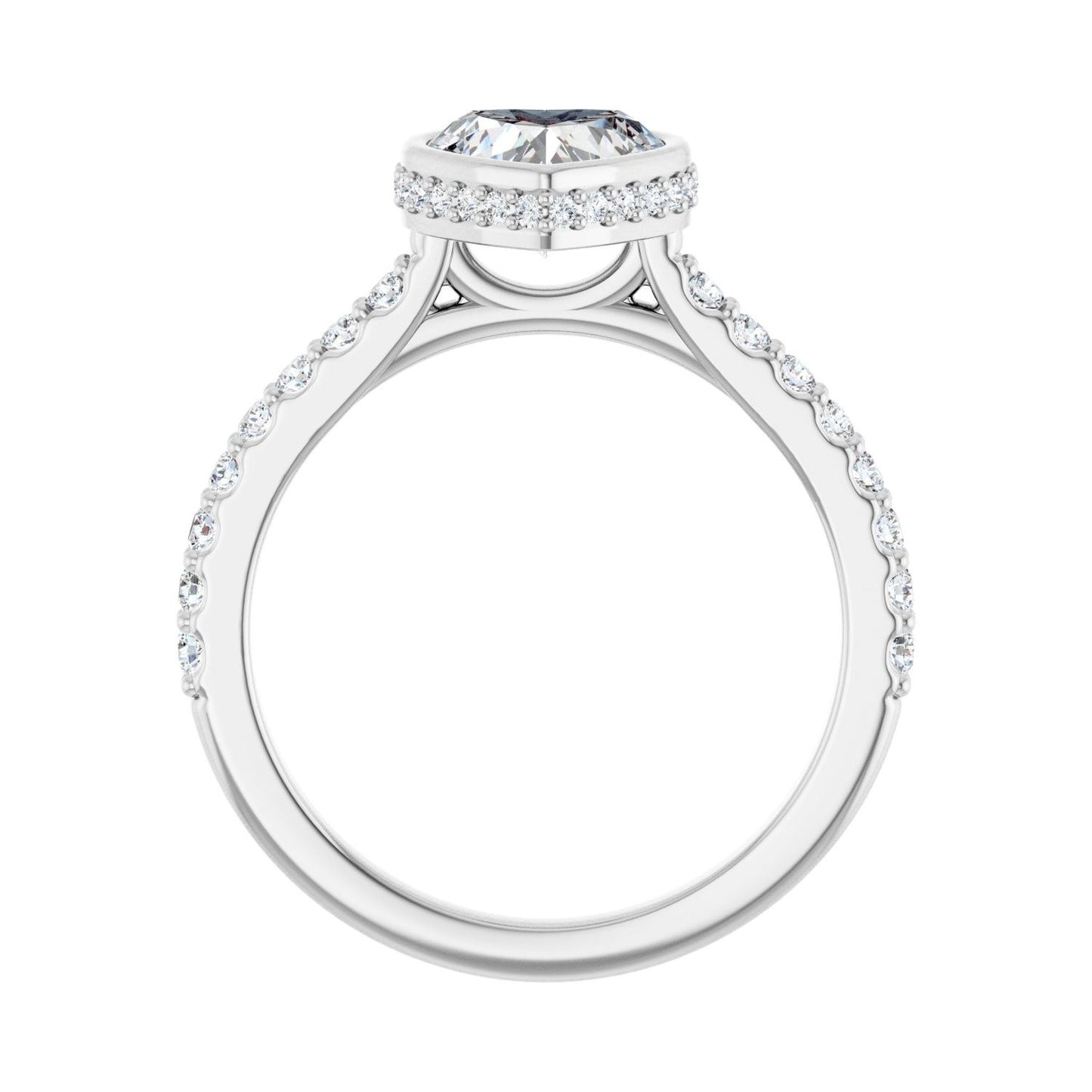 Heart Hidden Halo-Style Engagement Ring | Metal Type=14K White Gold | Center Stone Size=1 CT | Image 2