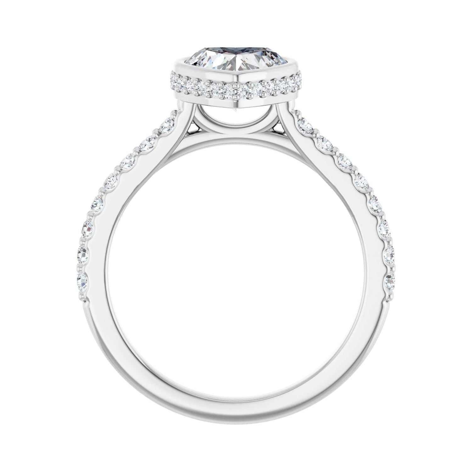 Heart Hidden Halo-Style Engagement Ring | Metal Type=14K White Gold | Center Stone Size=1 CT | Image 2