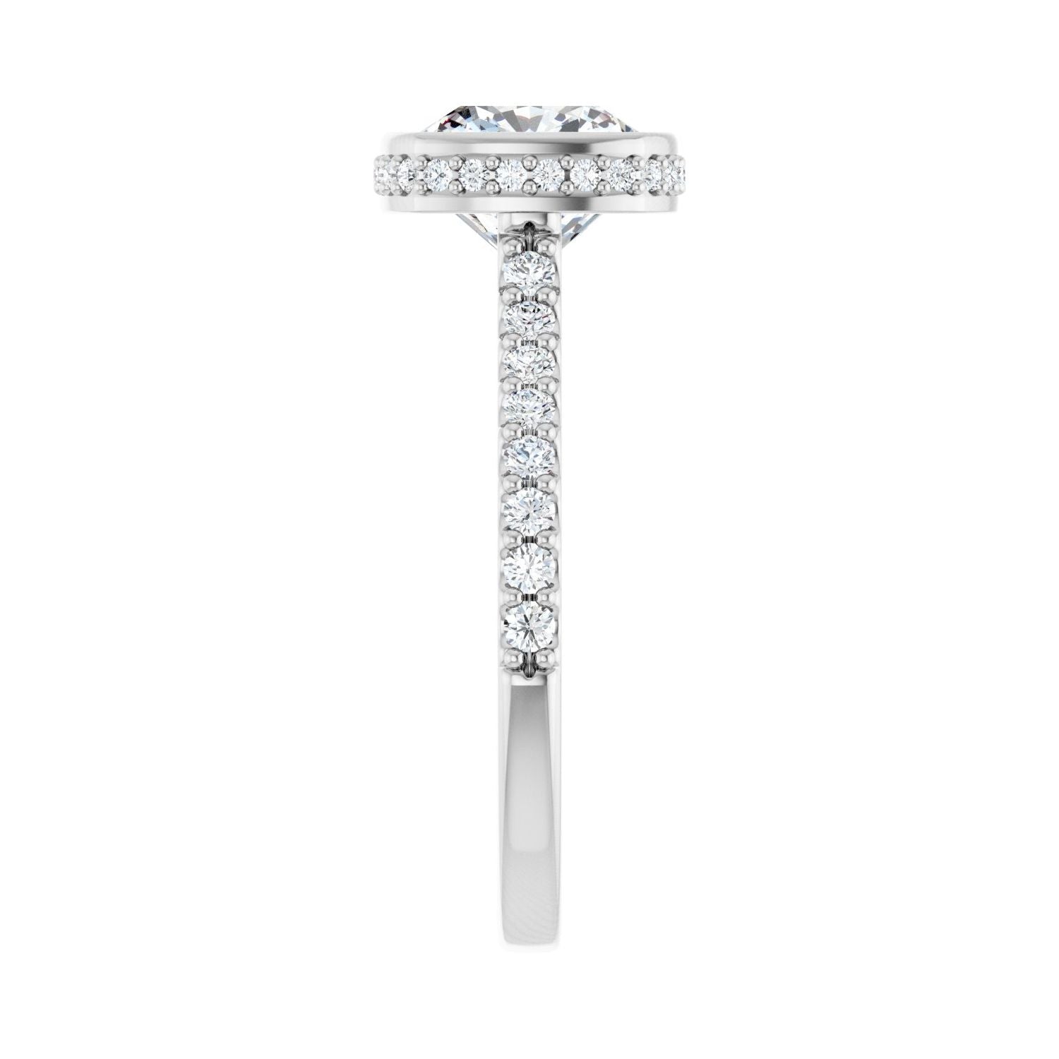 Cushion Hidden Halo-Style Engagement Ring | Metal Type=14K White Gold | Center Stone Size=2.5 CT | Image 4