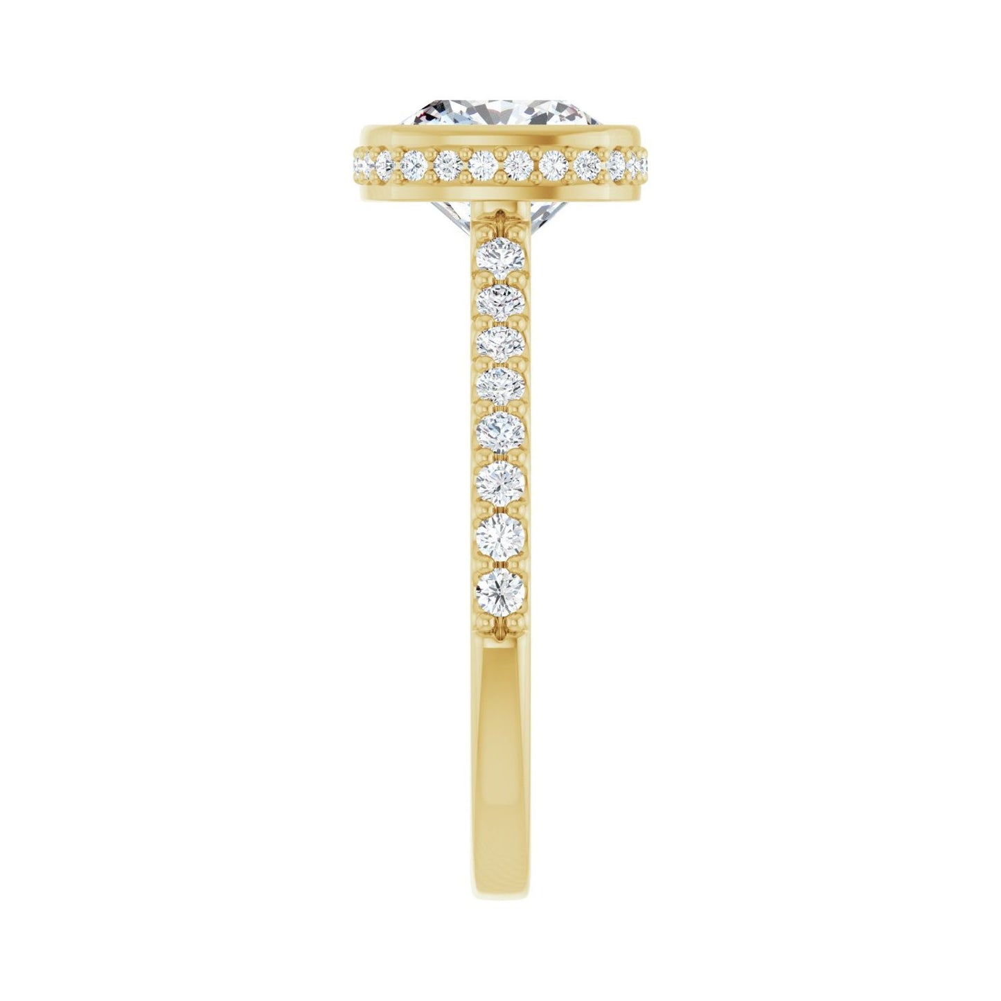 Cushion Hidden Halo-Style Engagement Ring | Metal Type=14K Yellow Gold | Center Stone Size=2.5 CT | Image 4