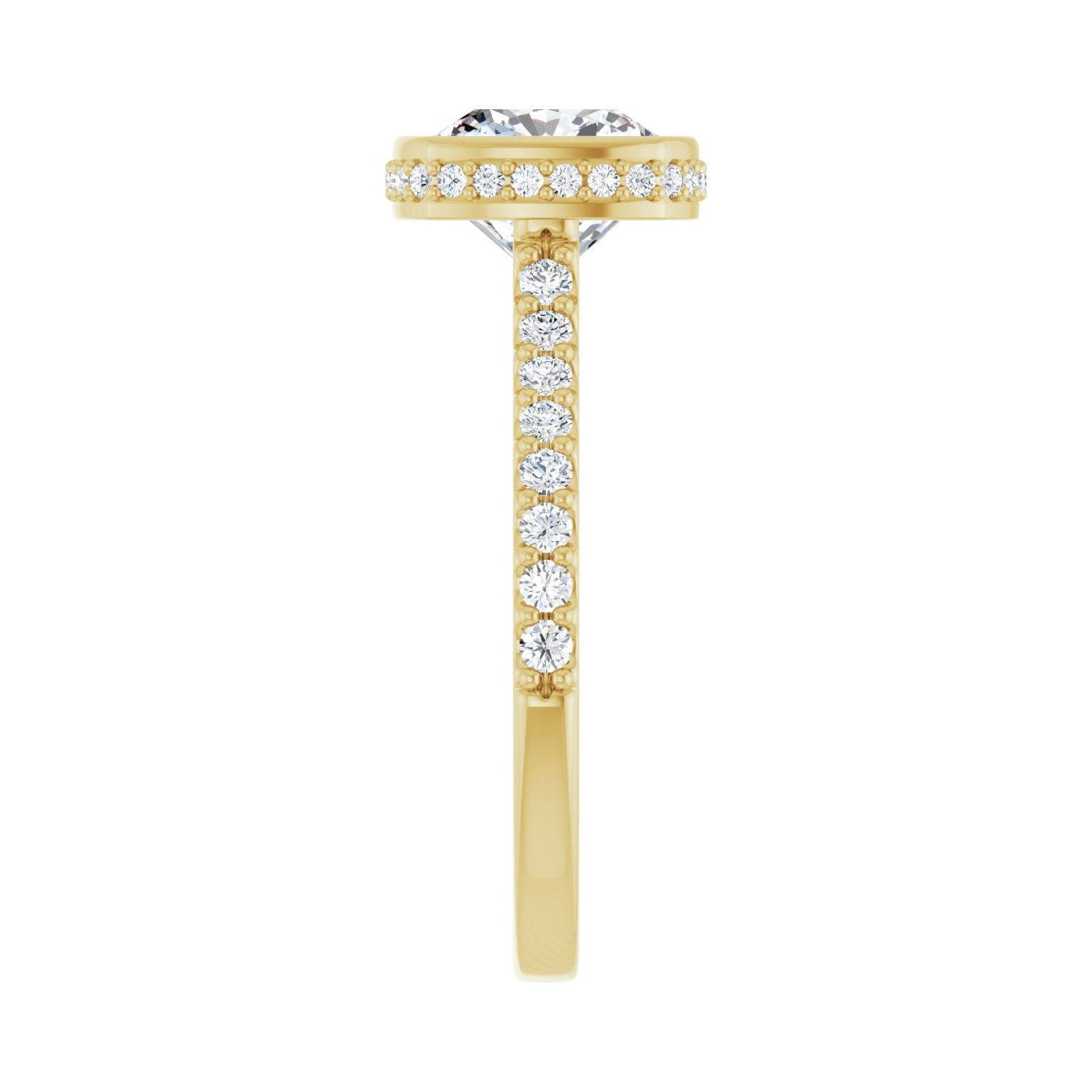Cushion Hidden Halo-Style Engagement Ring | Metal Type=14K Yellow Gold | Center Stone Size=2.5 CT | Image 4