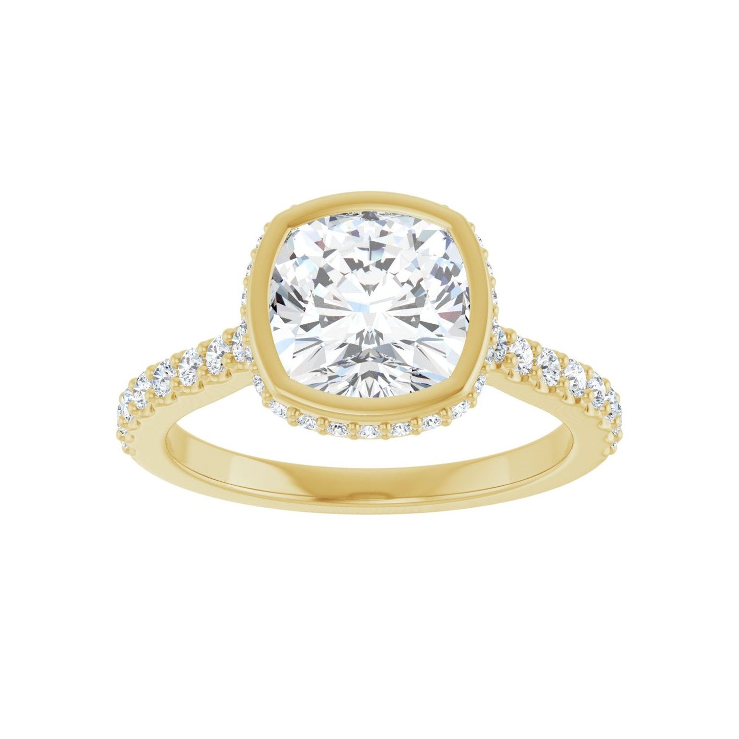 Cushion Hidden Halo-Style Engagement Ring | Metal Type=14K Yellow Gold | Center Stone Size=2.5 CT | Image 3