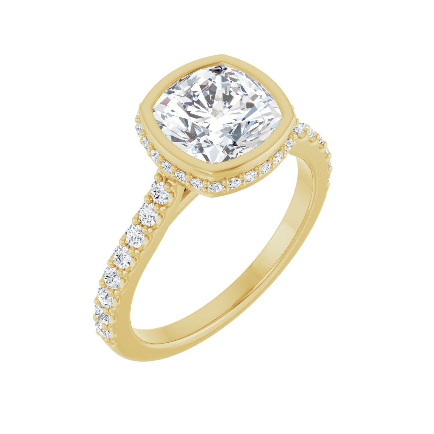 Cushion Hidden Halo-Style Engagement Ring | Metal Type=14K Yellow Gold | Center Stone Size=2.5 CT | Image 1