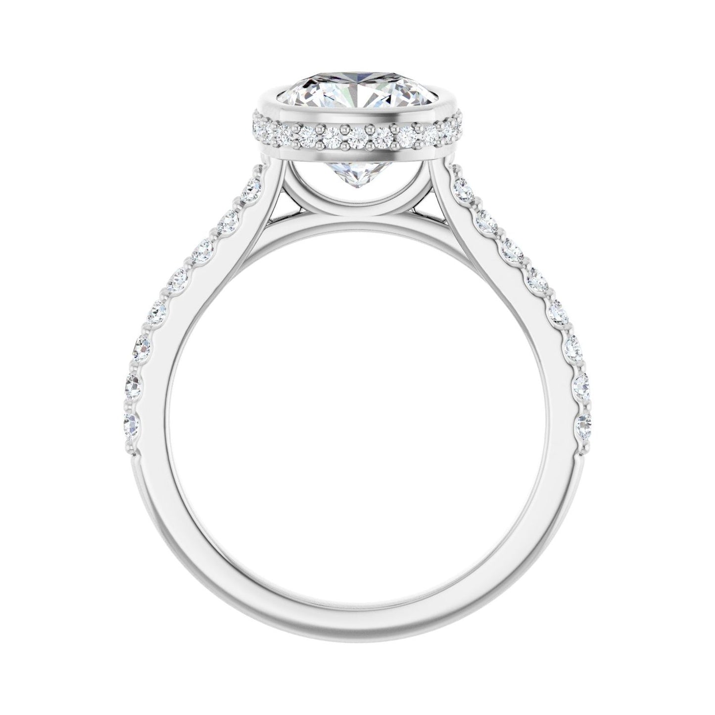 Cushion Hidden Halo-Style Engagement Ring | Metal Type=14K White Gold | Center Stone Size=2.5 CT | Image 2