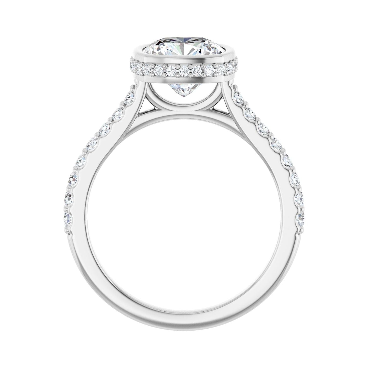 Cushion Hidden Halo-Style Engagement Ring | Metal Type=14K White Gold | Center Stone Size=2.5 CT | Image 2