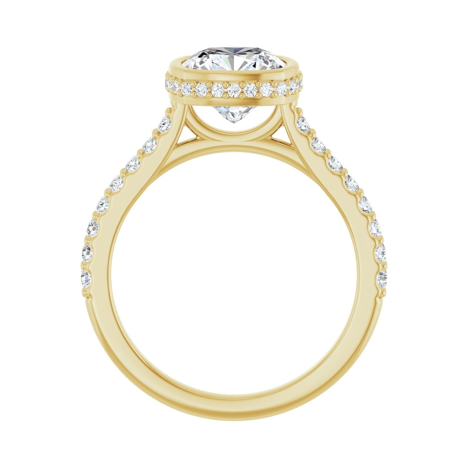 Cushion Hidden Halo-Style Engagement Ring | Metal Type=14K Yellow Gold | Center Stone Size=2.5 CT | Image 2