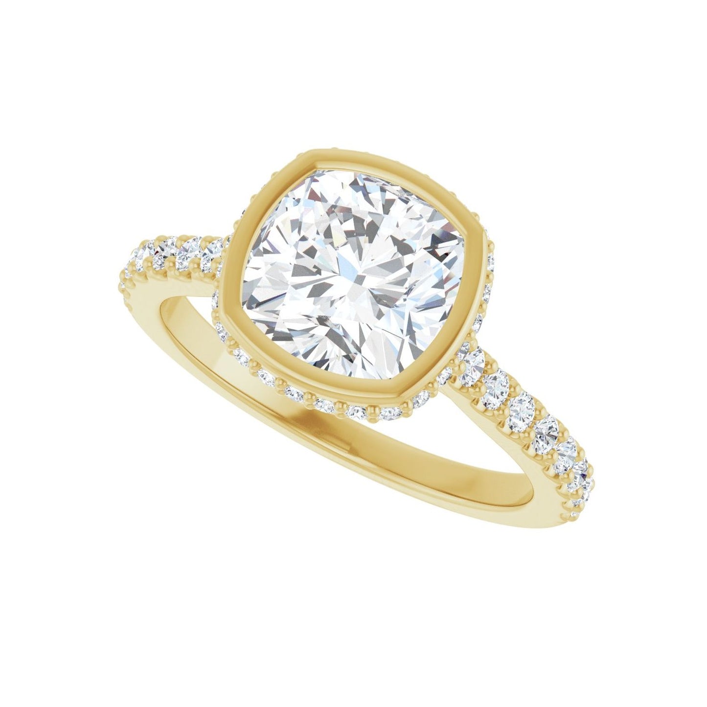 Cushion Hidden Halo-Style Engagement Ring | Metal Type=14K Yellow Gold | Center Stone Size=2.5 CT | Image 5