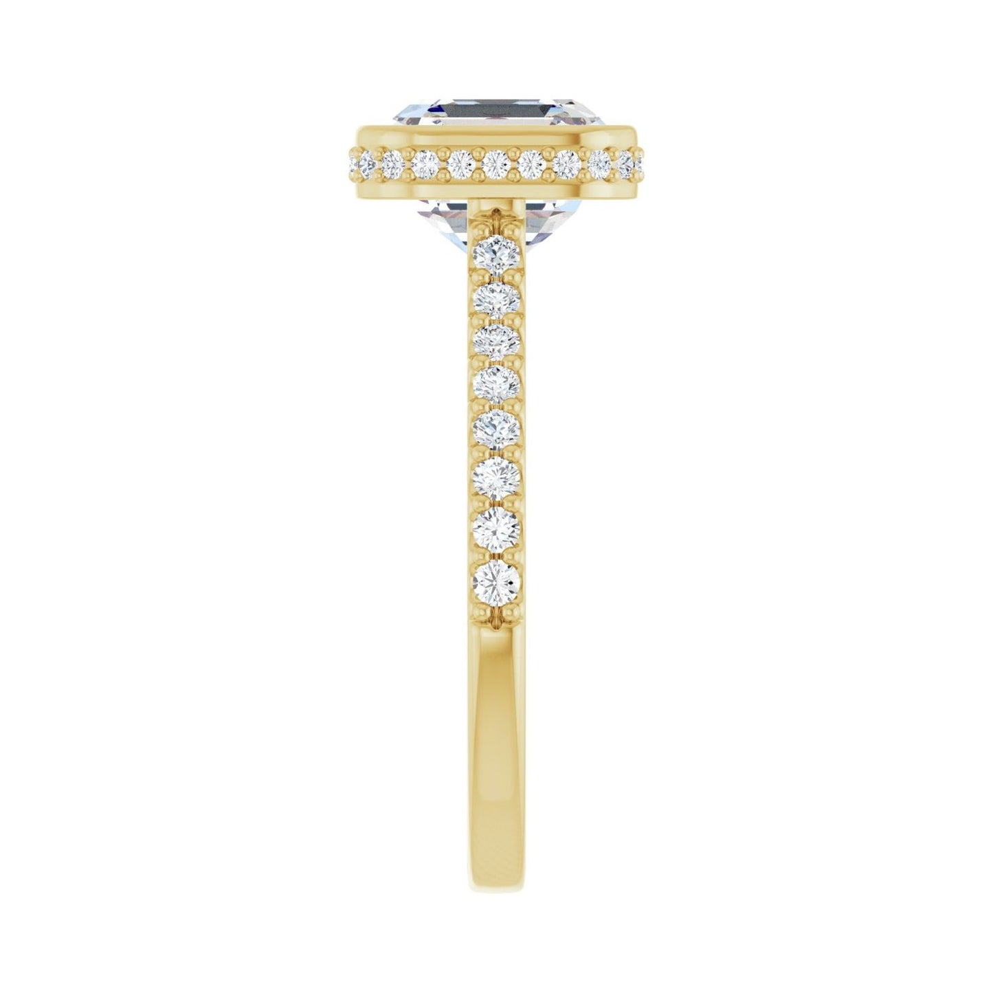 Asscher Hidden Halo-Style Engagement Ring | Metal Type=14K Yellow Gold | Center Stone Size=3 CT | Image 4